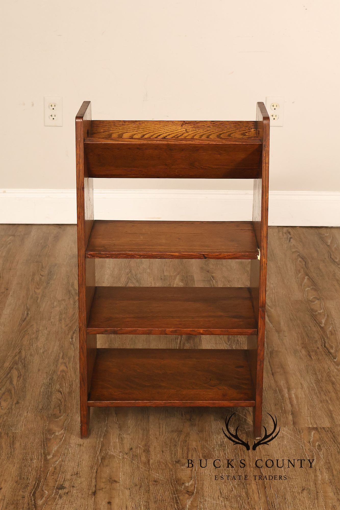 Antique Arts And Crafts Book Trough Magazine Stand