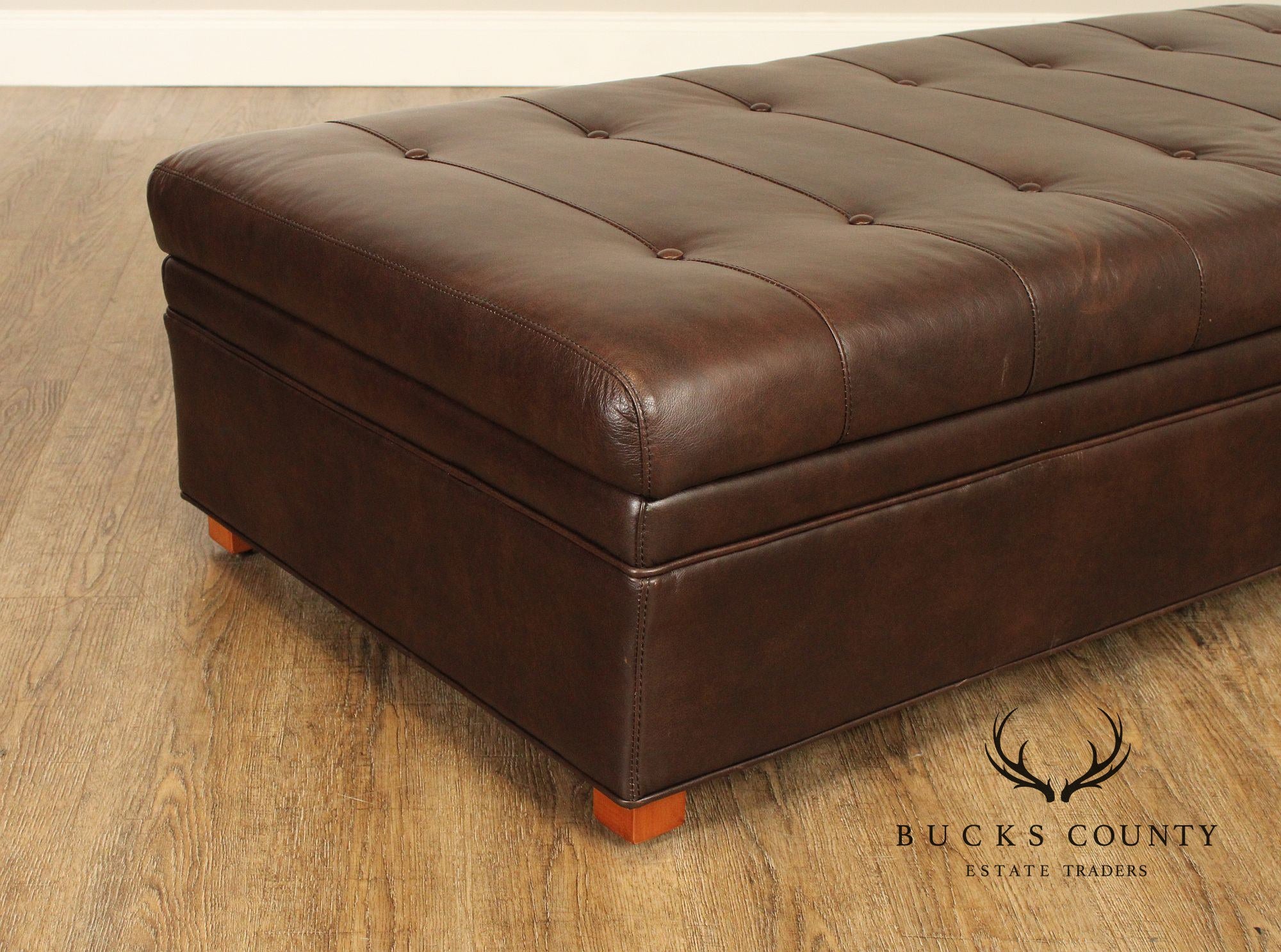 Stickley 'Chicago' Leather and Cherry Storage Ottoman