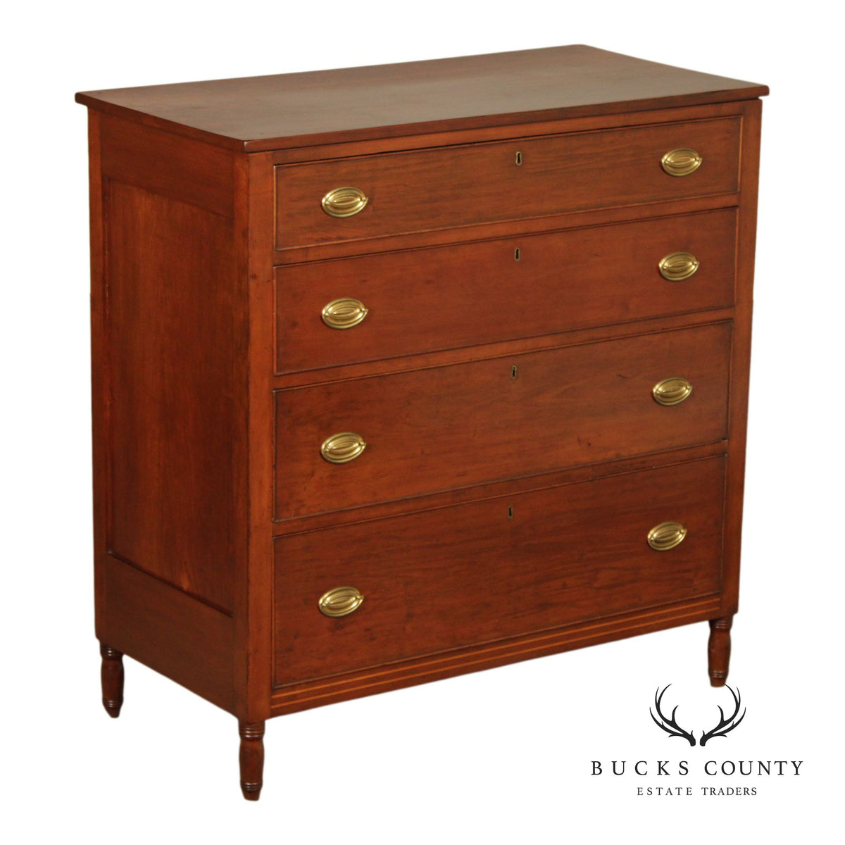 Antique Sheraton Style Poplar Four-Drawer Chest Of Drawers