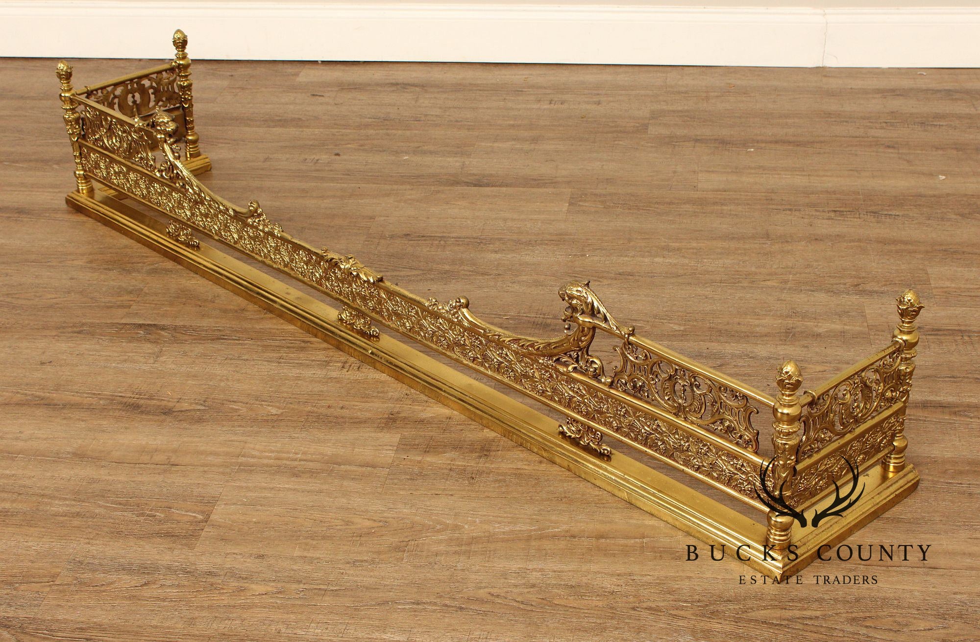 French Louis XV Style Gilt Brass Fireplace Fender