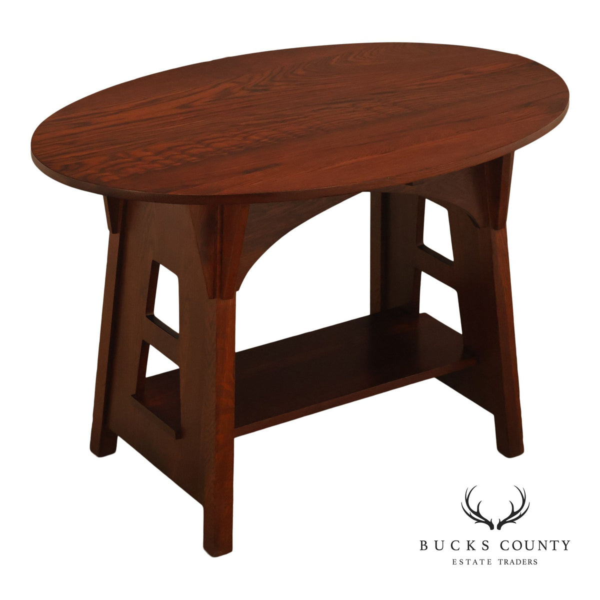 Antique Limbert Model 146 Arts And Crafts Oak Oval Table With Ash Top