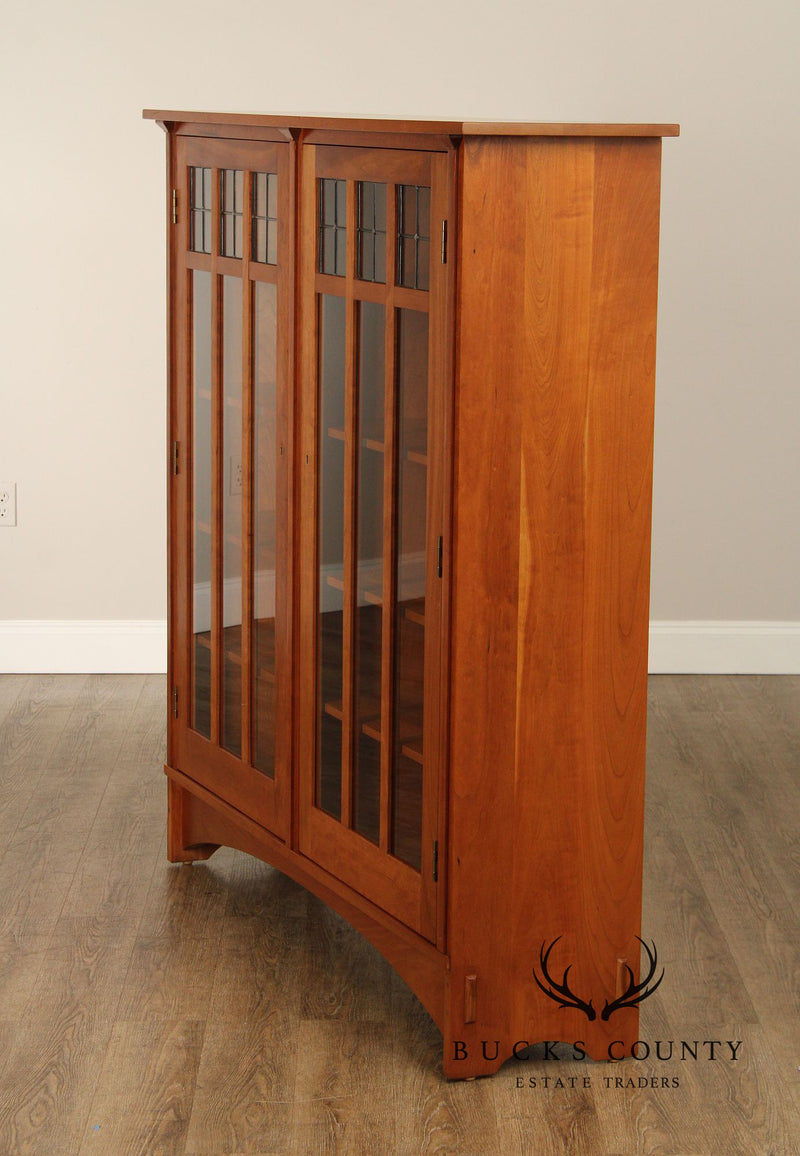 Stickley Mission Collection Cherry and Glass Double Door Bookcase
