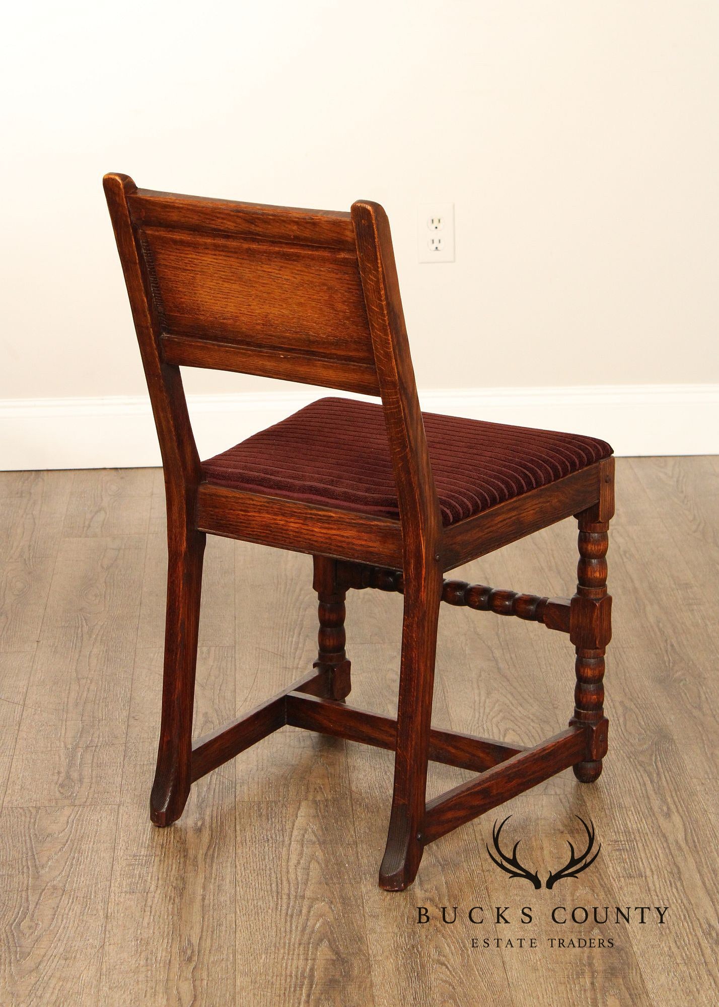 Jamestown Lounge Feudal Oak Pair of Carved Side Chairs