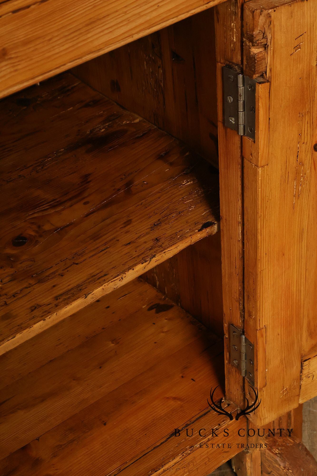 Antique English Farmhouse Pine Open Hutch Pantry Cupboard