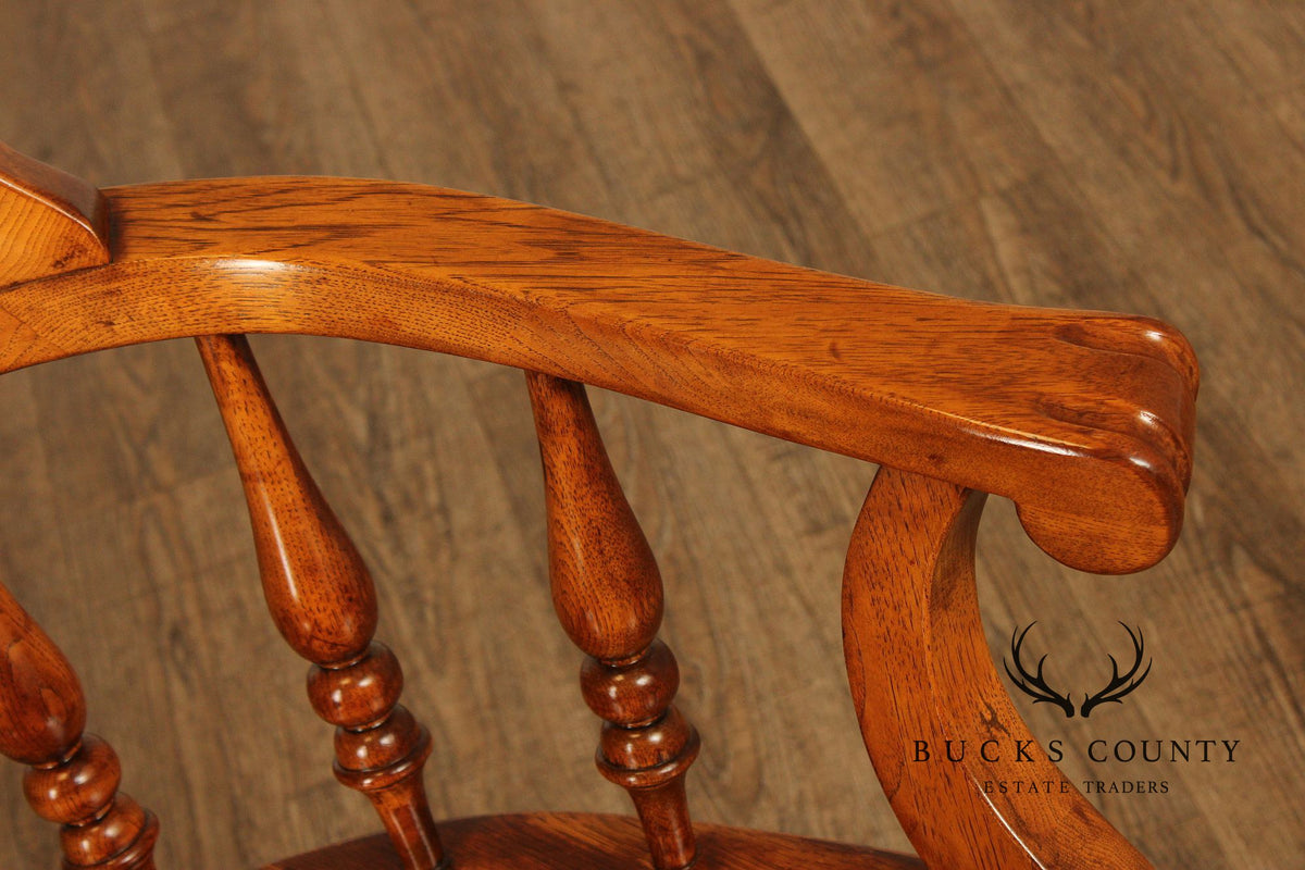 English Traditional Style Set of Four Oak Dining Armchairs