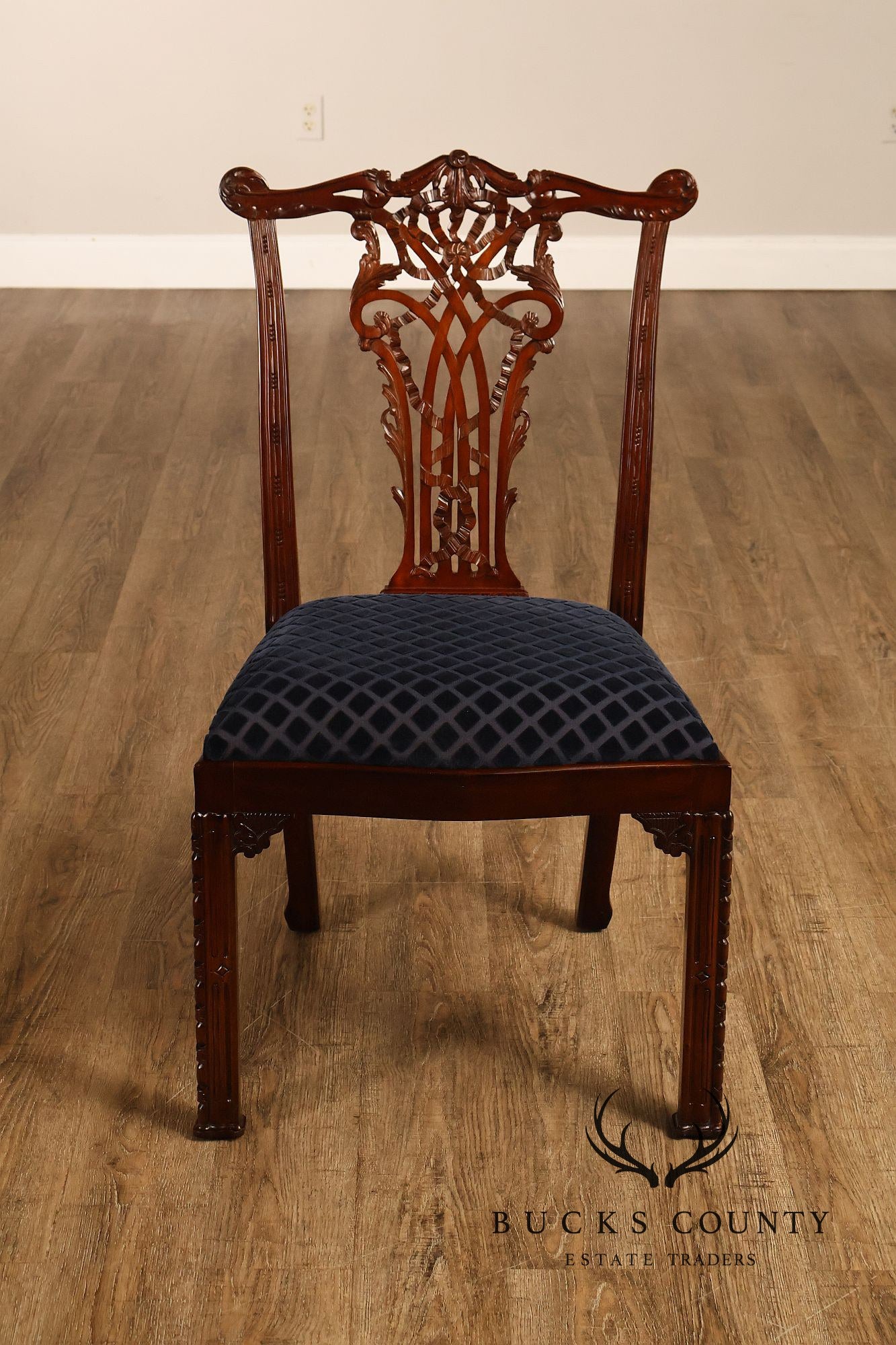 Maitland Smith Set Of 10 Chippendale Style Carved Mahogany Dining Chairs