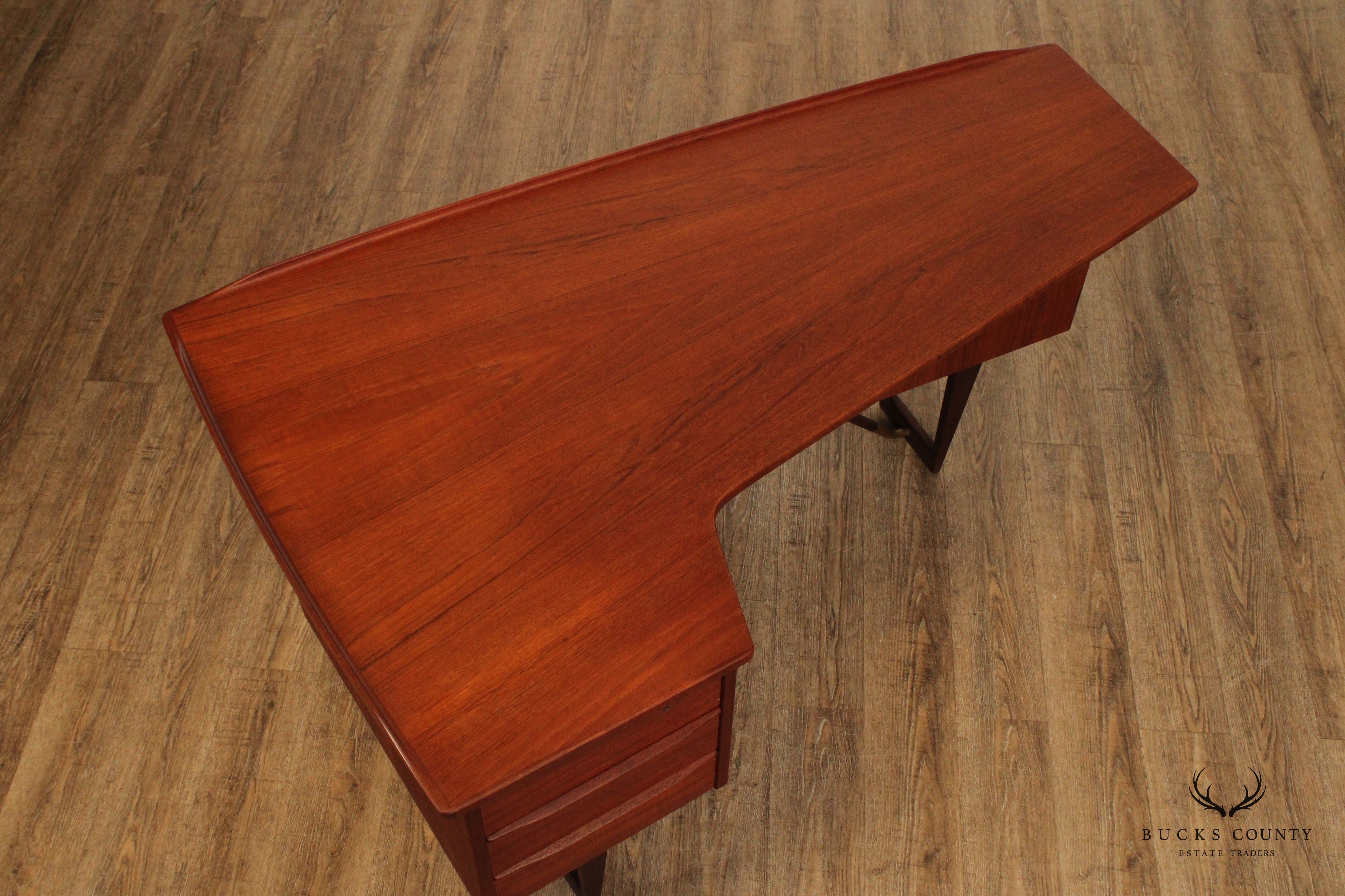 Peter Lovig Nielsen Danish Modern Teak “Boomerang” Desk