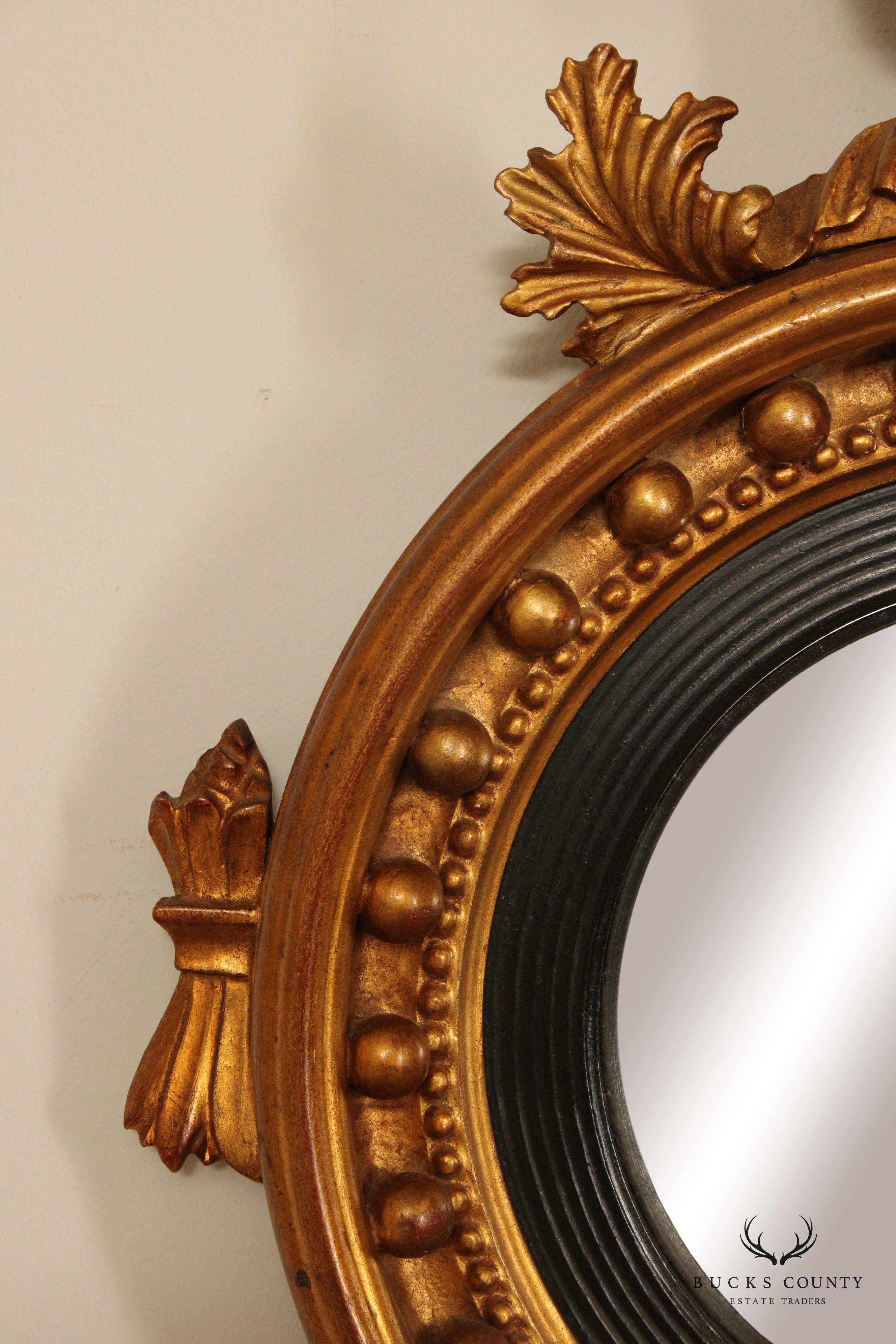 Federal Style Giltwood Eagle Carved Convex Wall Mirror