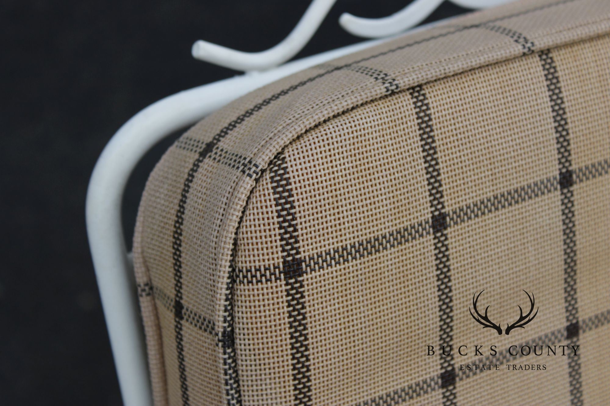 Lyon-Shaw Vintage Outdoor Patio Sofa With Scroll Iron Frame And Cushions