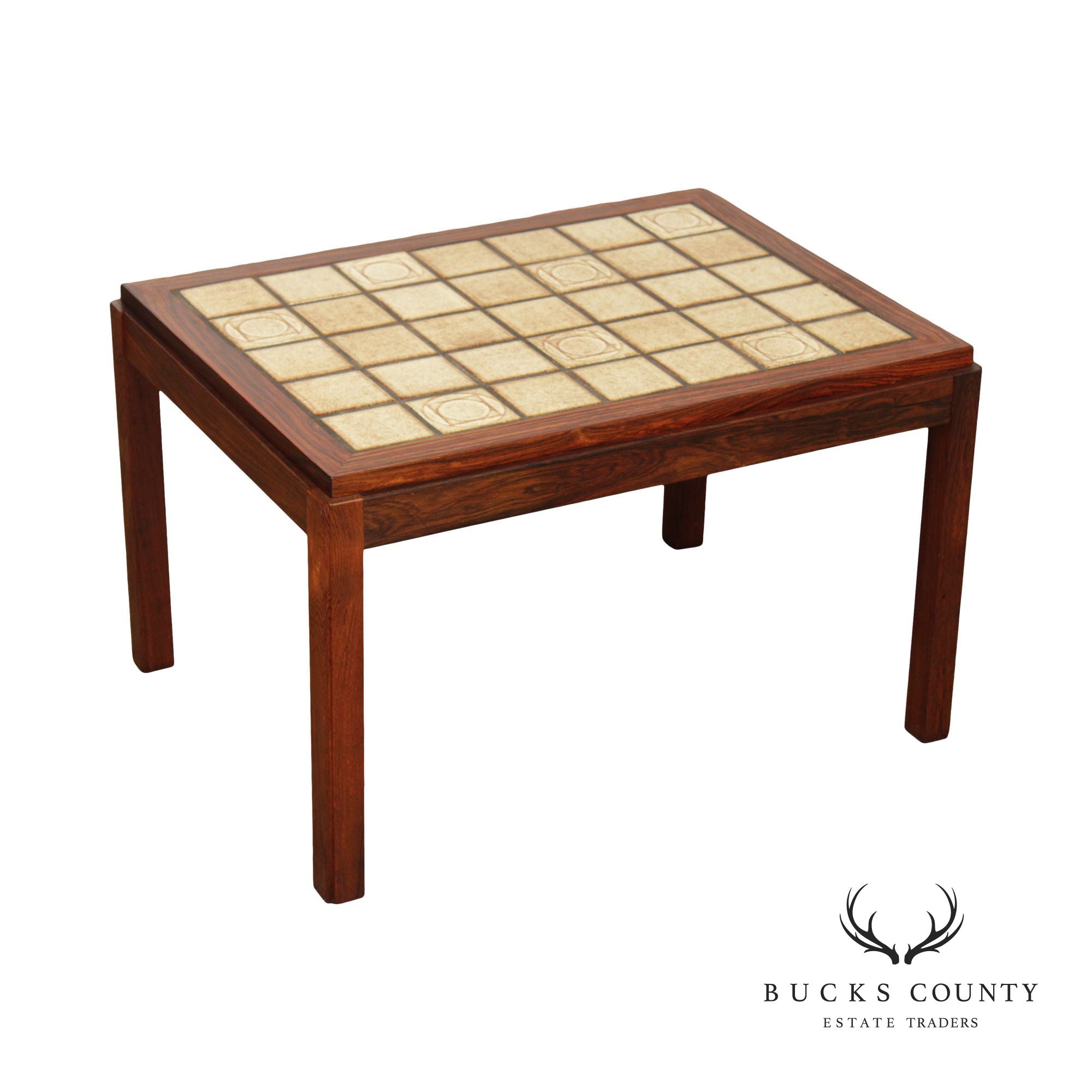 Danish Modern Tile Top Rosewood Side Table