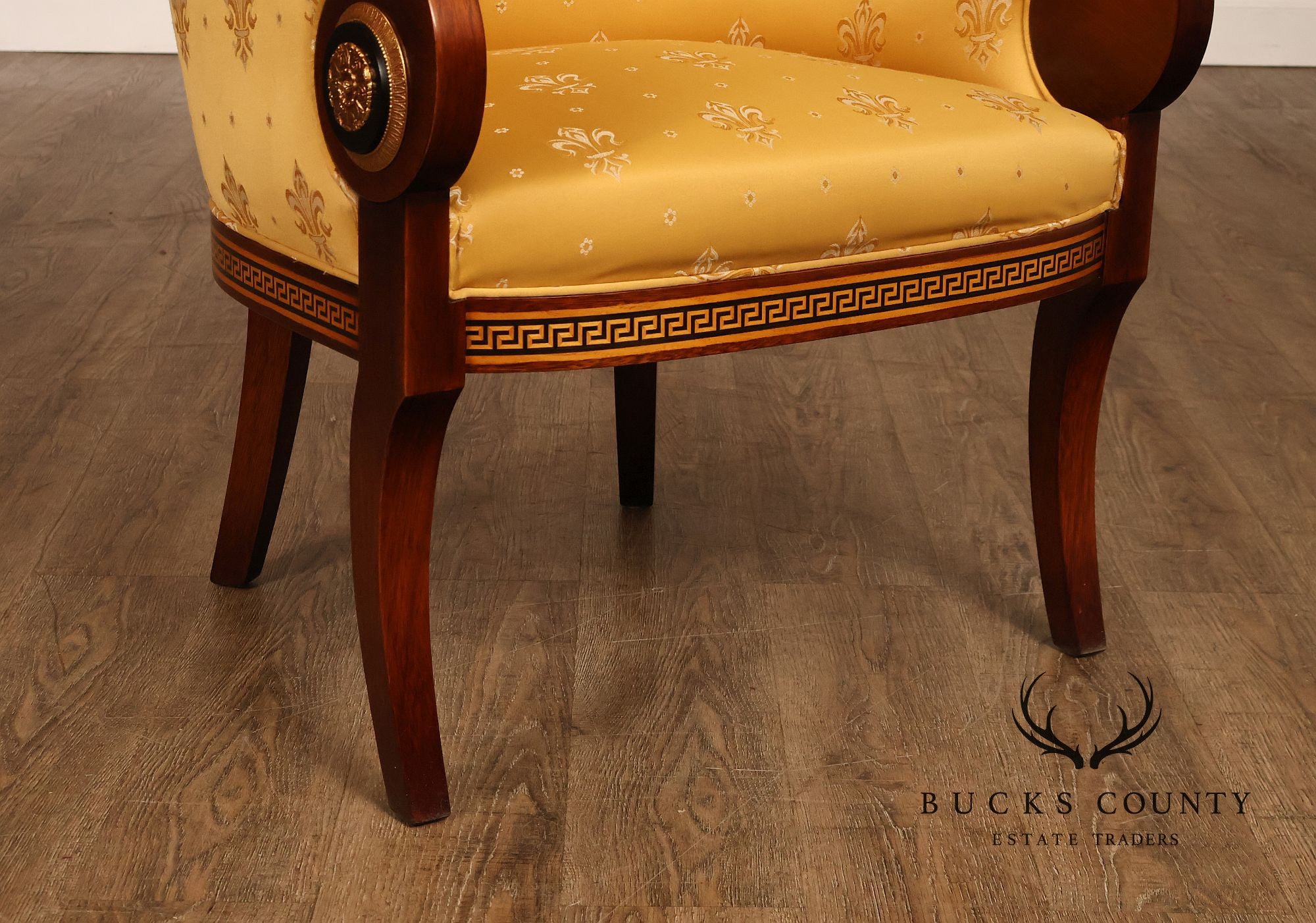 Neoclassical Empire Style Mahogany Barrel Back Armchair