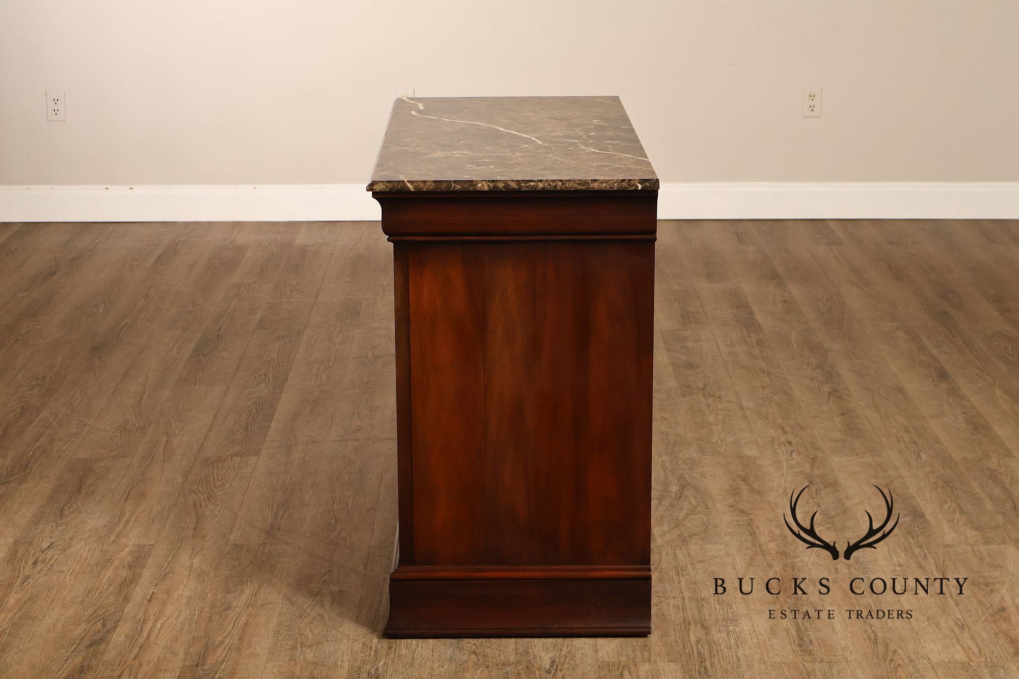Henkel Harris Empire Style Marble Top Mahogany Chest Of Drawers