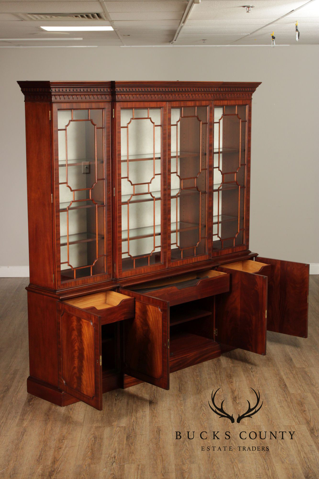 Councill Georgian Style Large Mahogany Breakfront