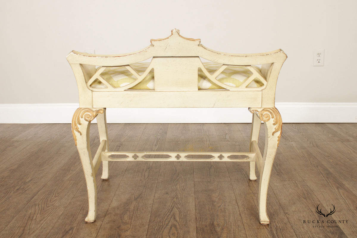 Italian Florentine Style Painted and Partial Gilt Vanity Seat