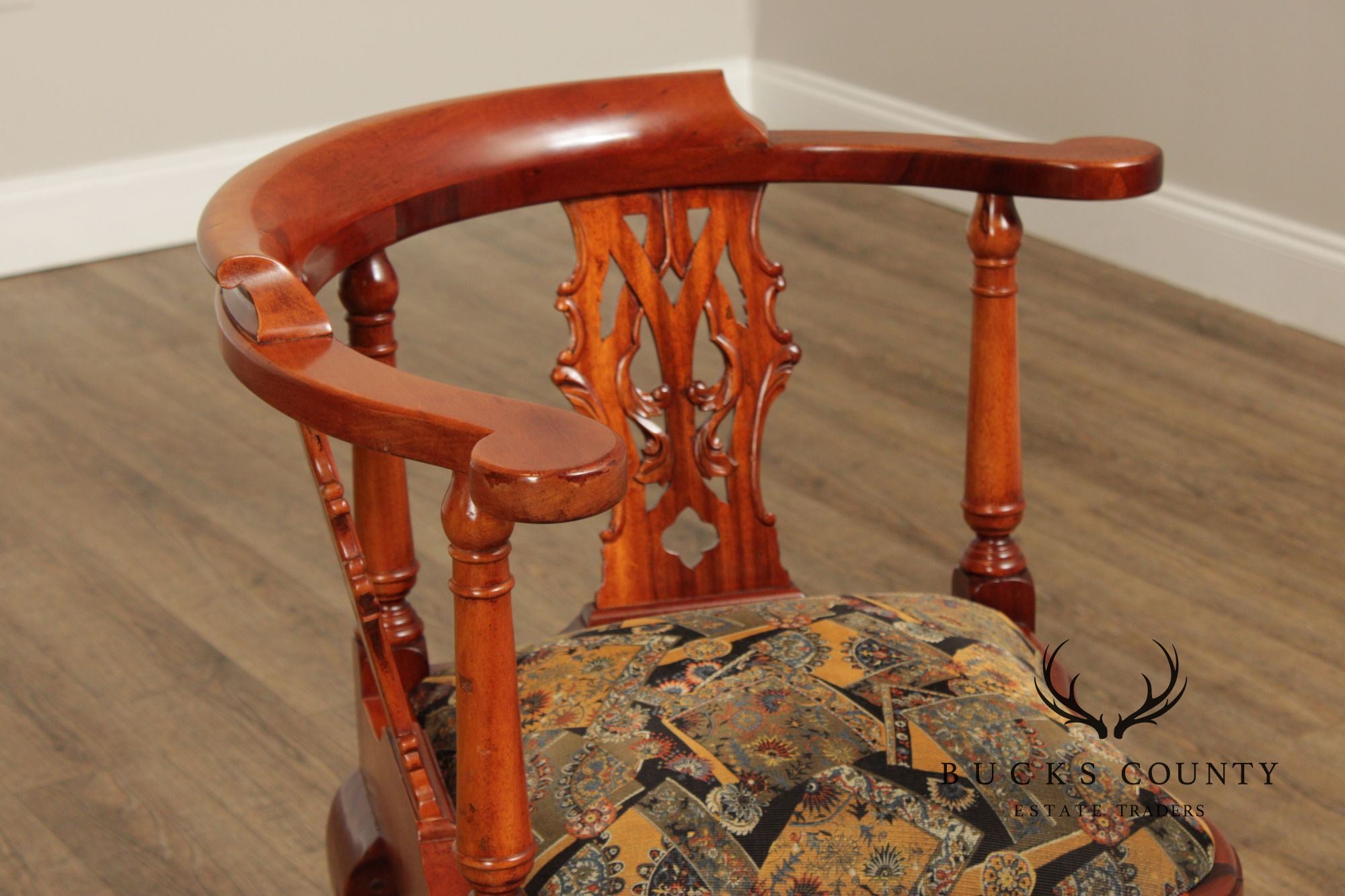 Chippendale Style Pair Of Mahogany Ball And Claw Corner Chairs