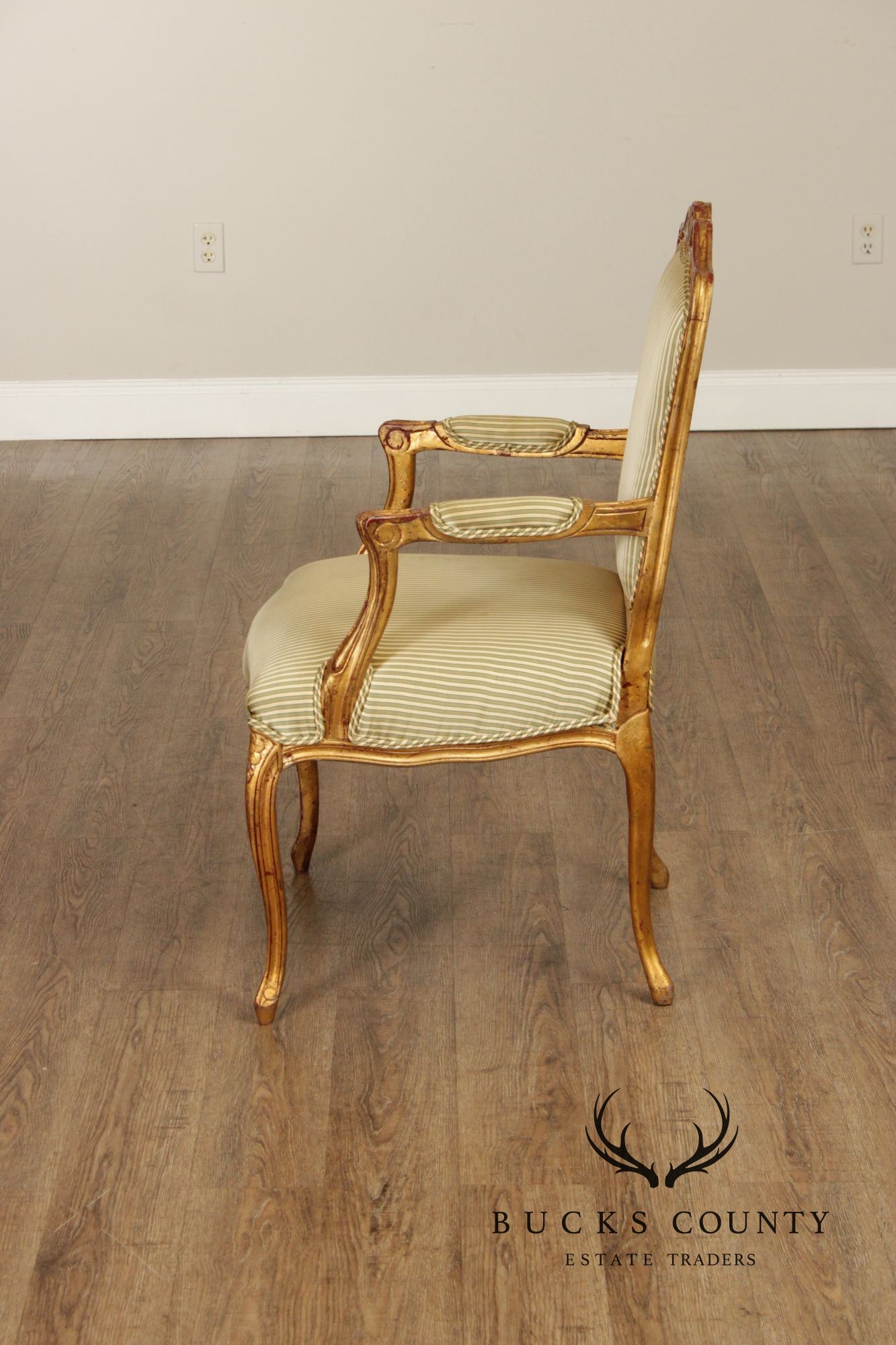 French Louis XV Style Set of Eight Giltwood Dining Armchairs