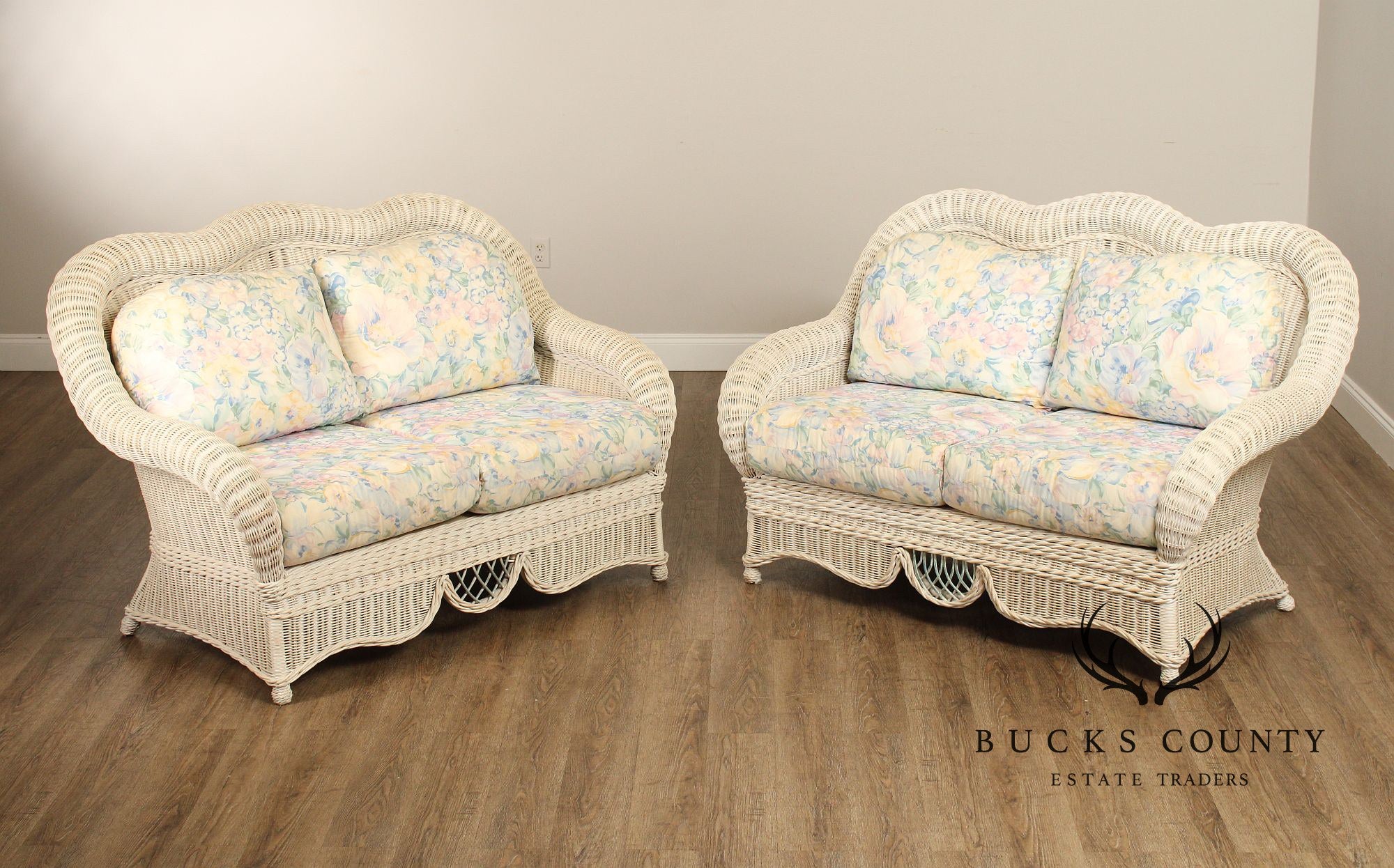 Victorian Style Vintage Pair of Wicker Loveseats