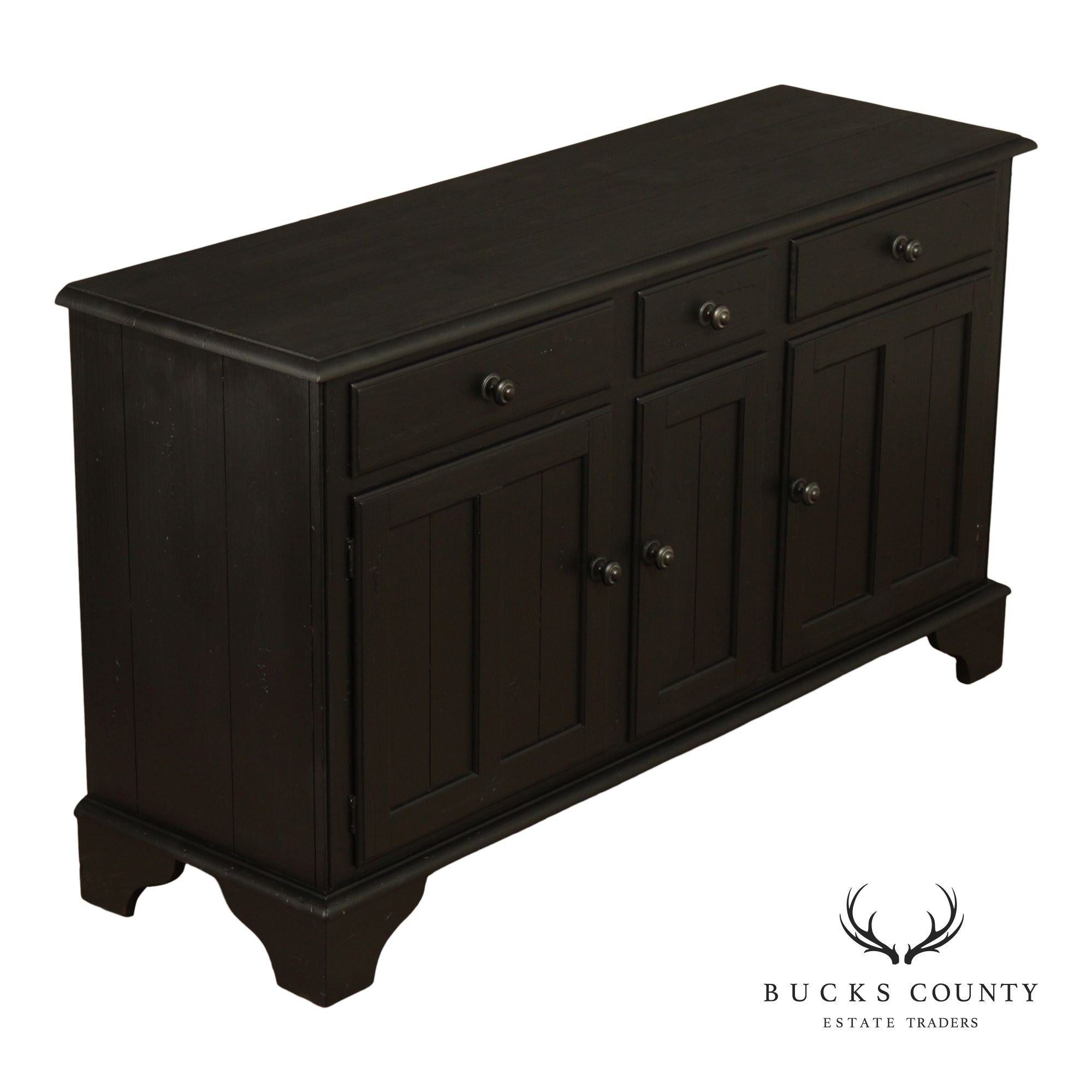 Ethan Allen Made In America Black Painted Three Drawer Buffet