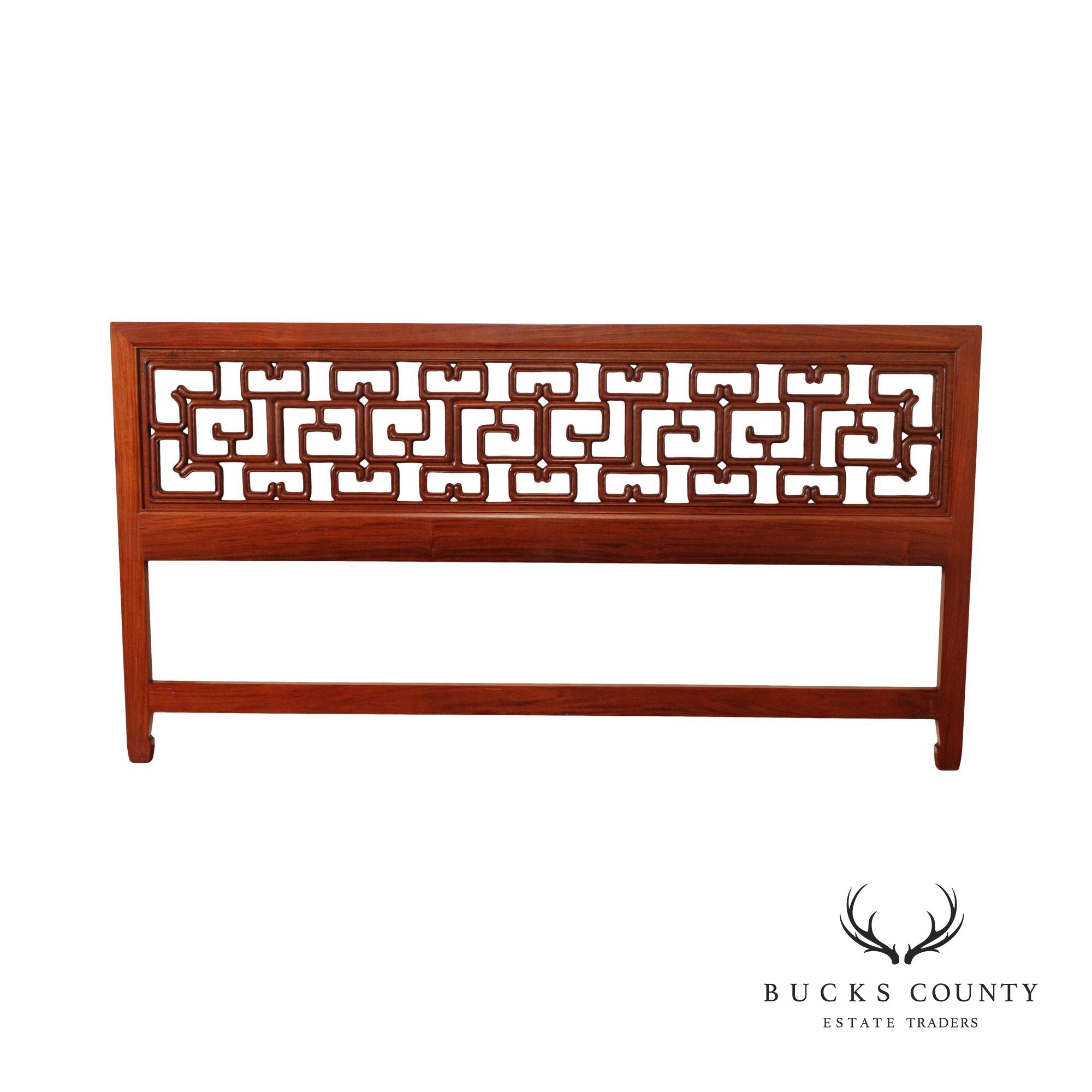 Far Eastern Furnishings Chinese Rosewood Fretwork King Size Headboard