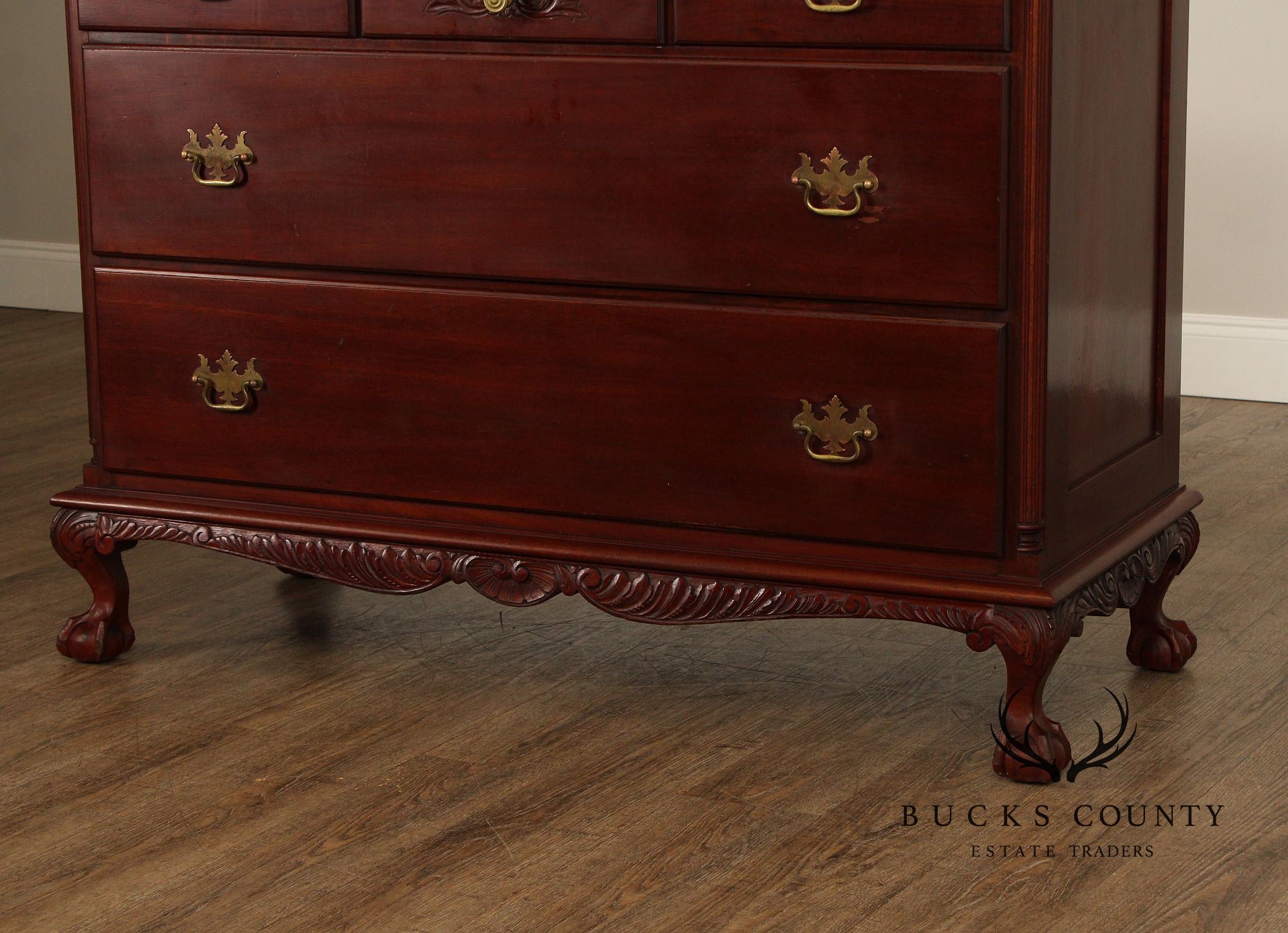 Chippendale Style Antique Bench Made Mahogany Chest of Drawers