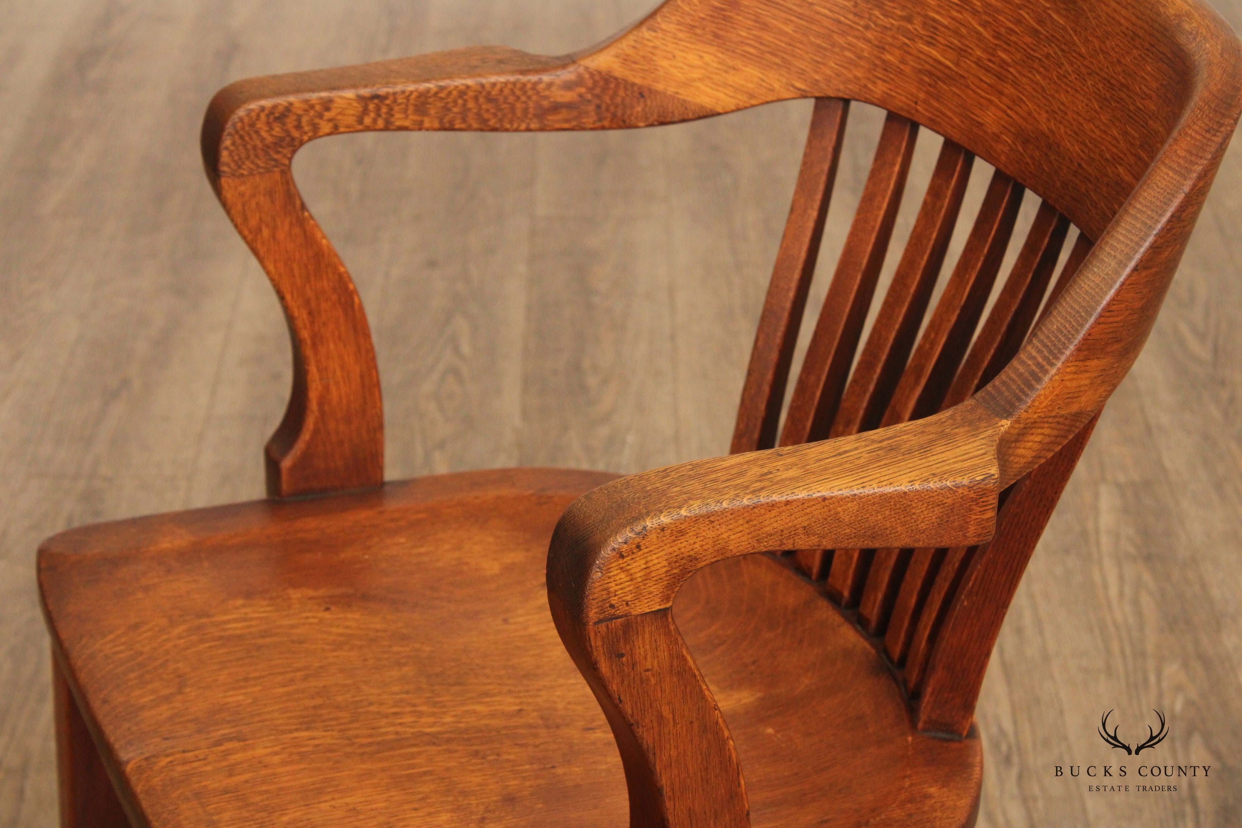 Antique Oak Bank Of England Armchair