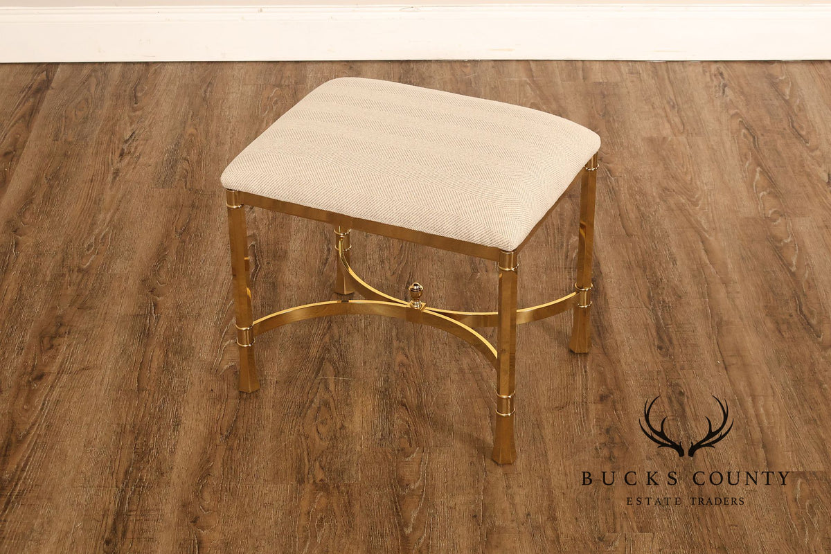 Italian Modern Pair of Sculpted Brass Ottomans
