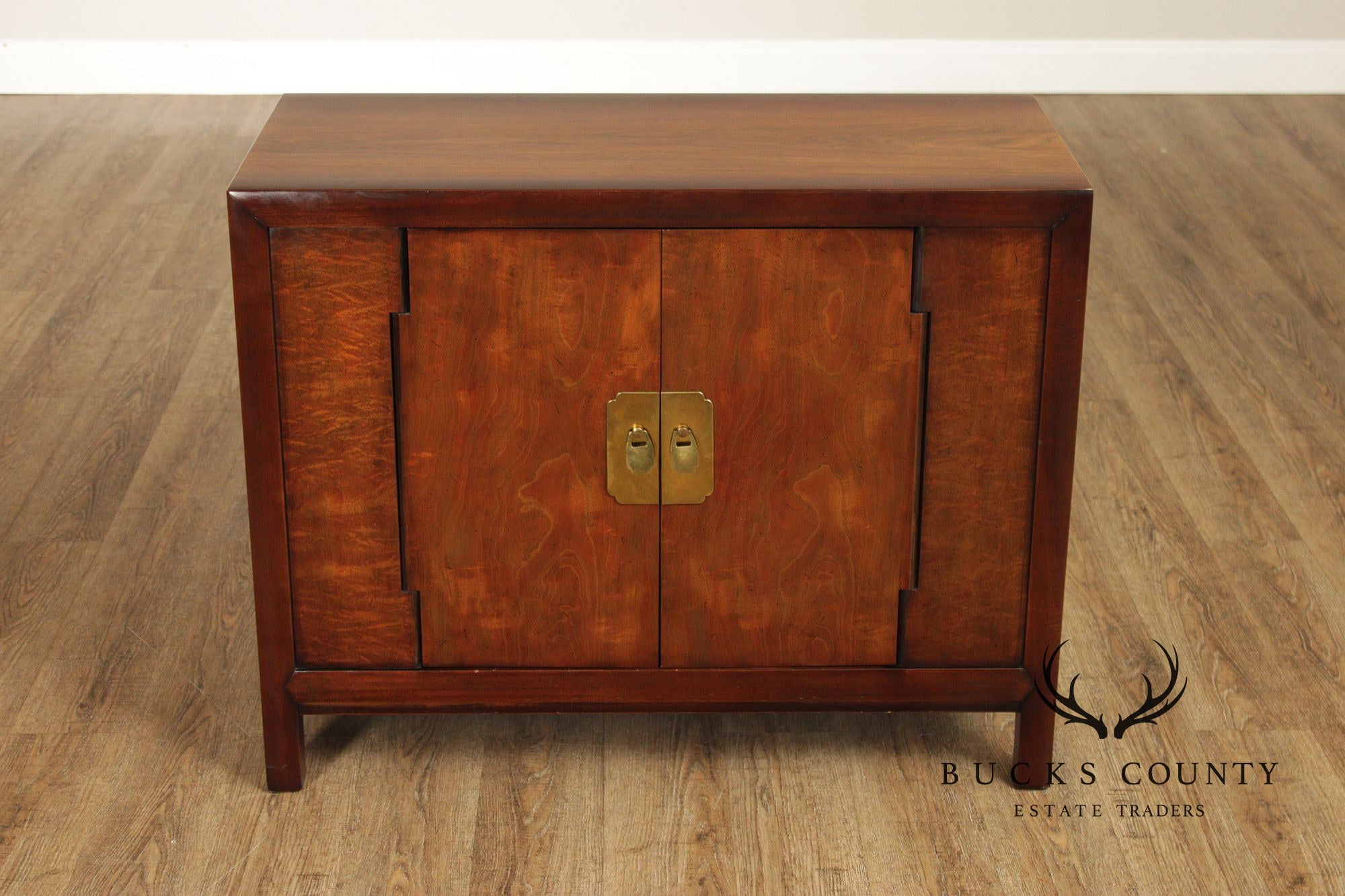 Henredon Asian Style Pair of Walnut Storage Cupboards