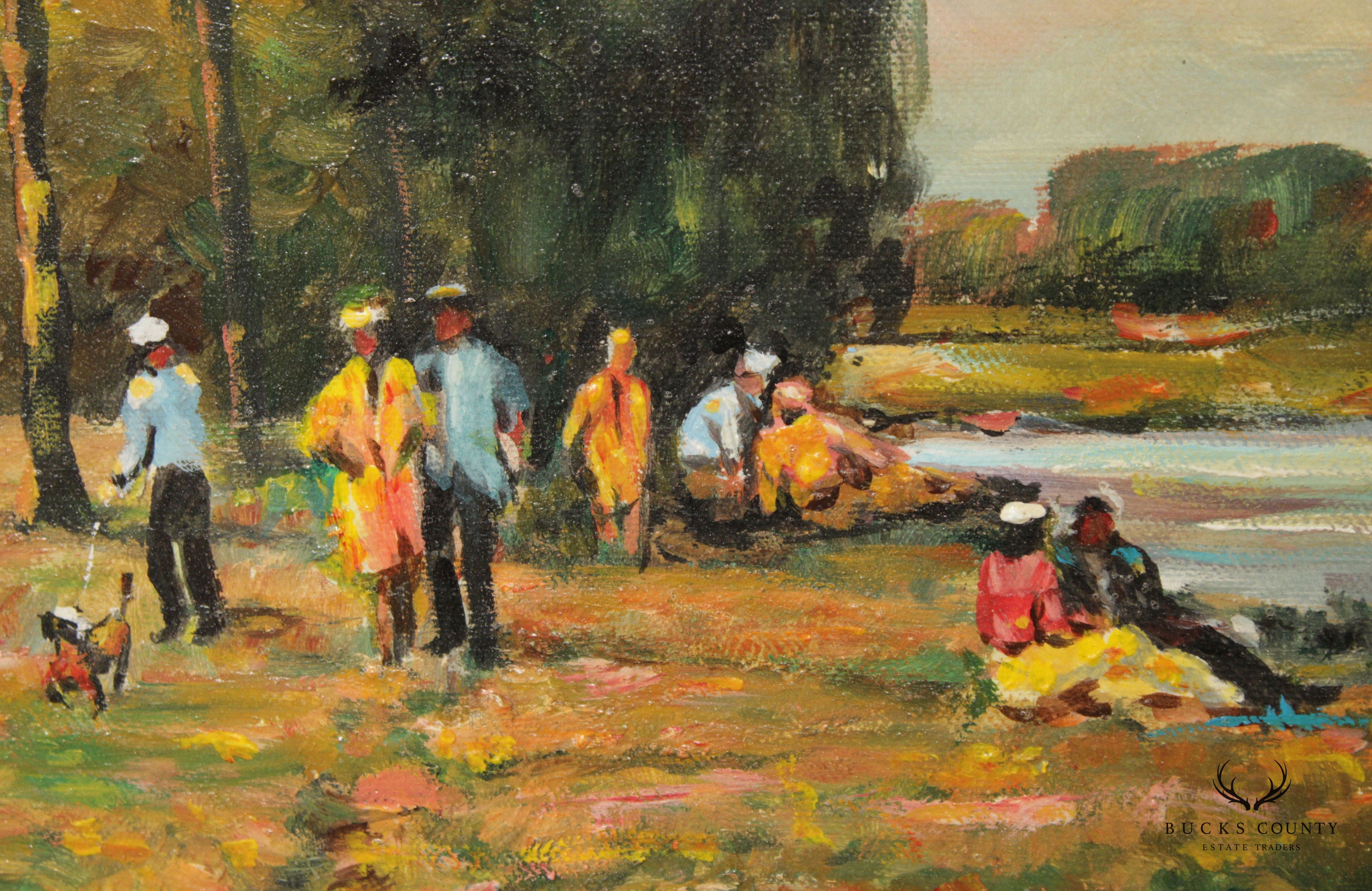 S. Wood Framed Oil Painting, A Day On the Water