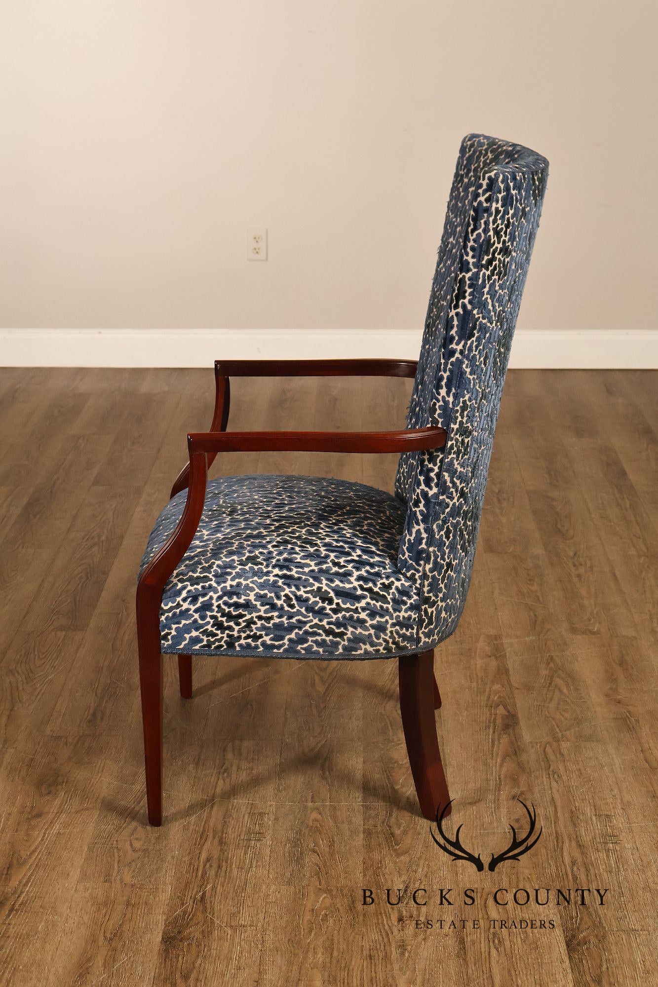 Contemporary Pair of Upholstered Dining Armchairs