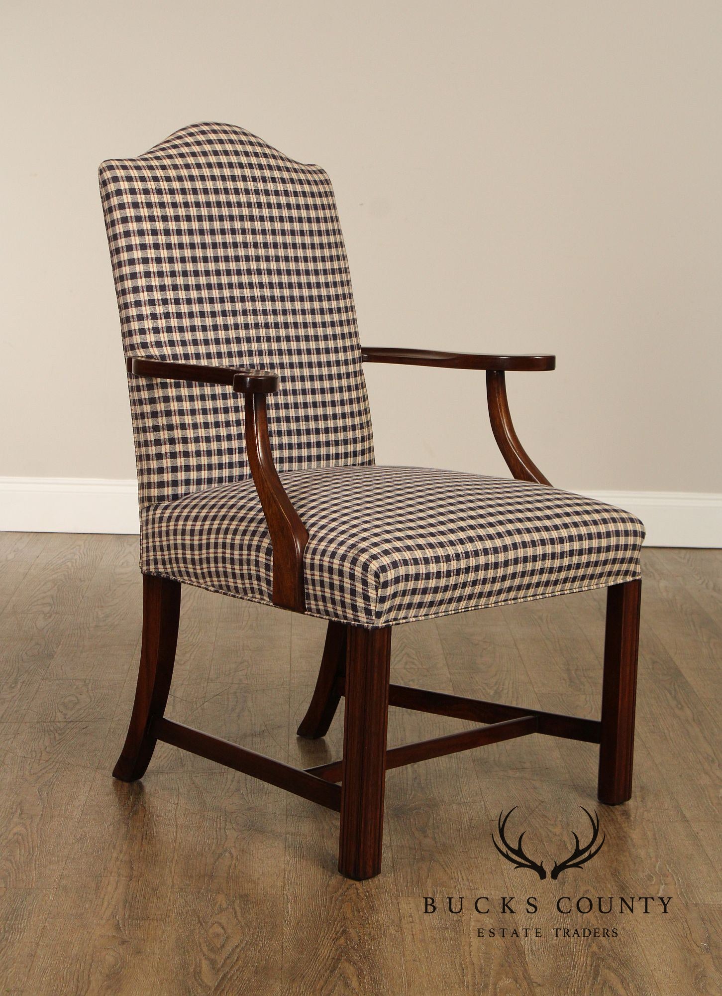 Chippendale Style Carved Mahogany Library Armchair, Most Likely By Hickory Chair (Not Labeled)