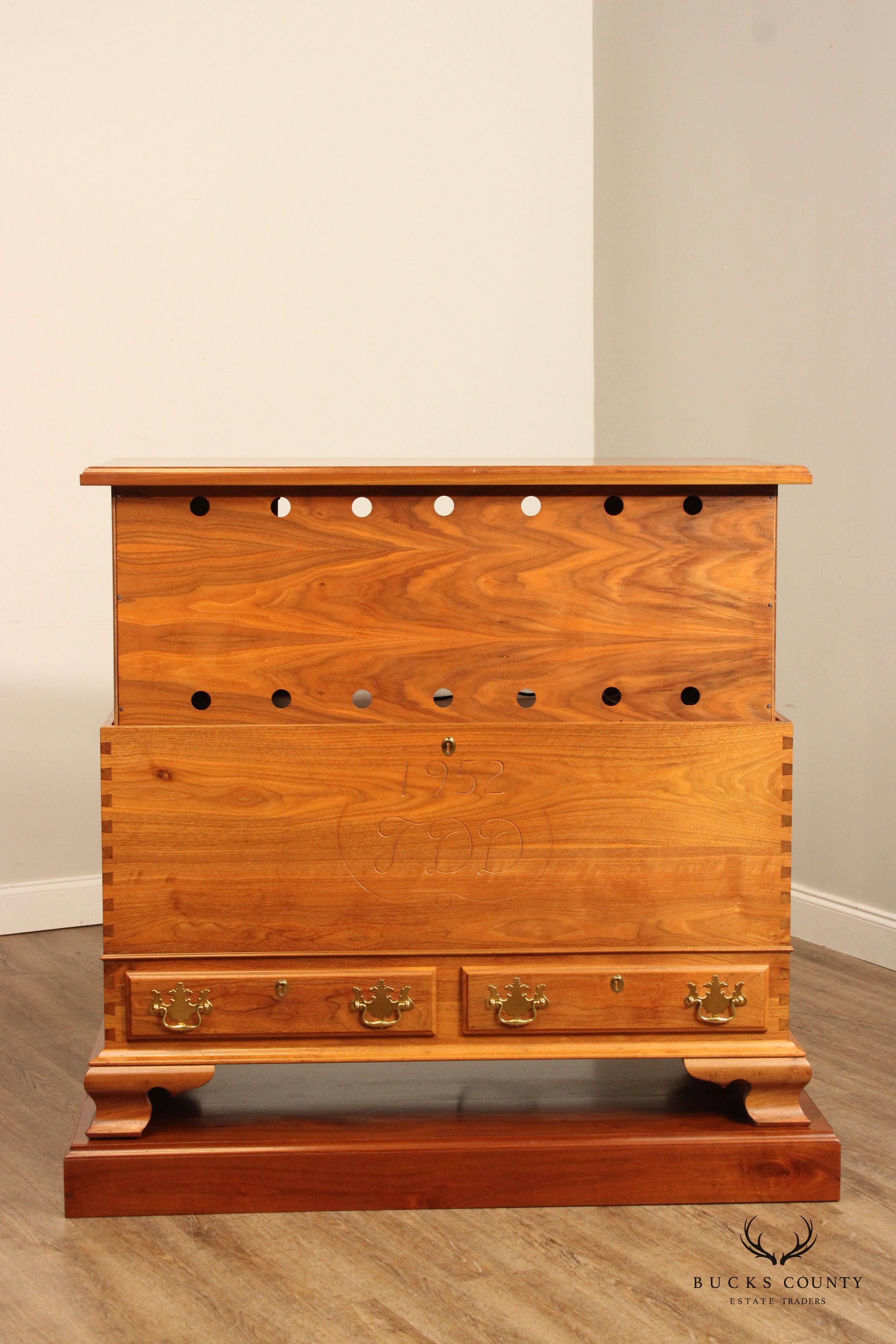 Chippendale Style Hand Crafted Walnut Blanket Chest Media Console