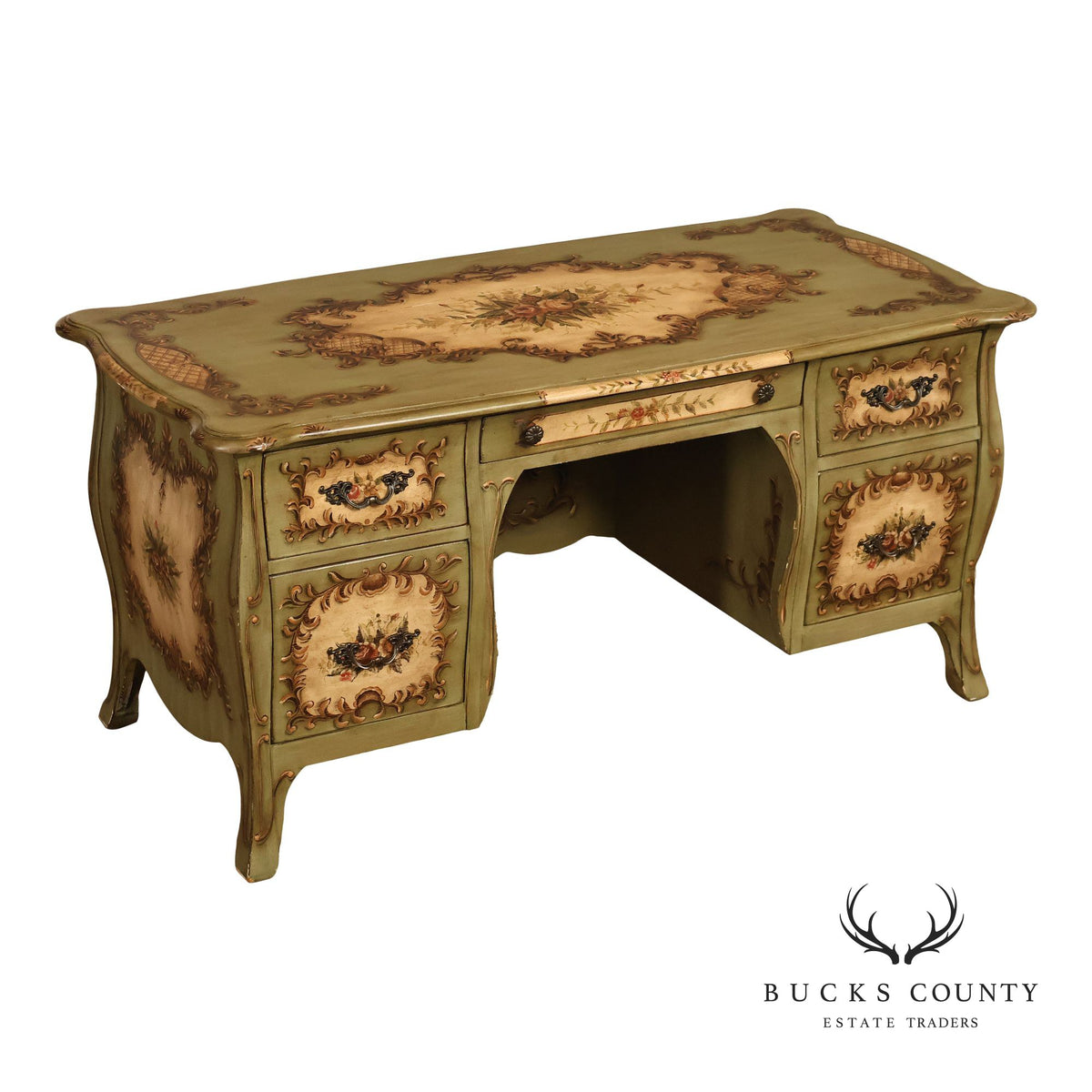 Lane Italian Rococo Style Painted Writing Desk