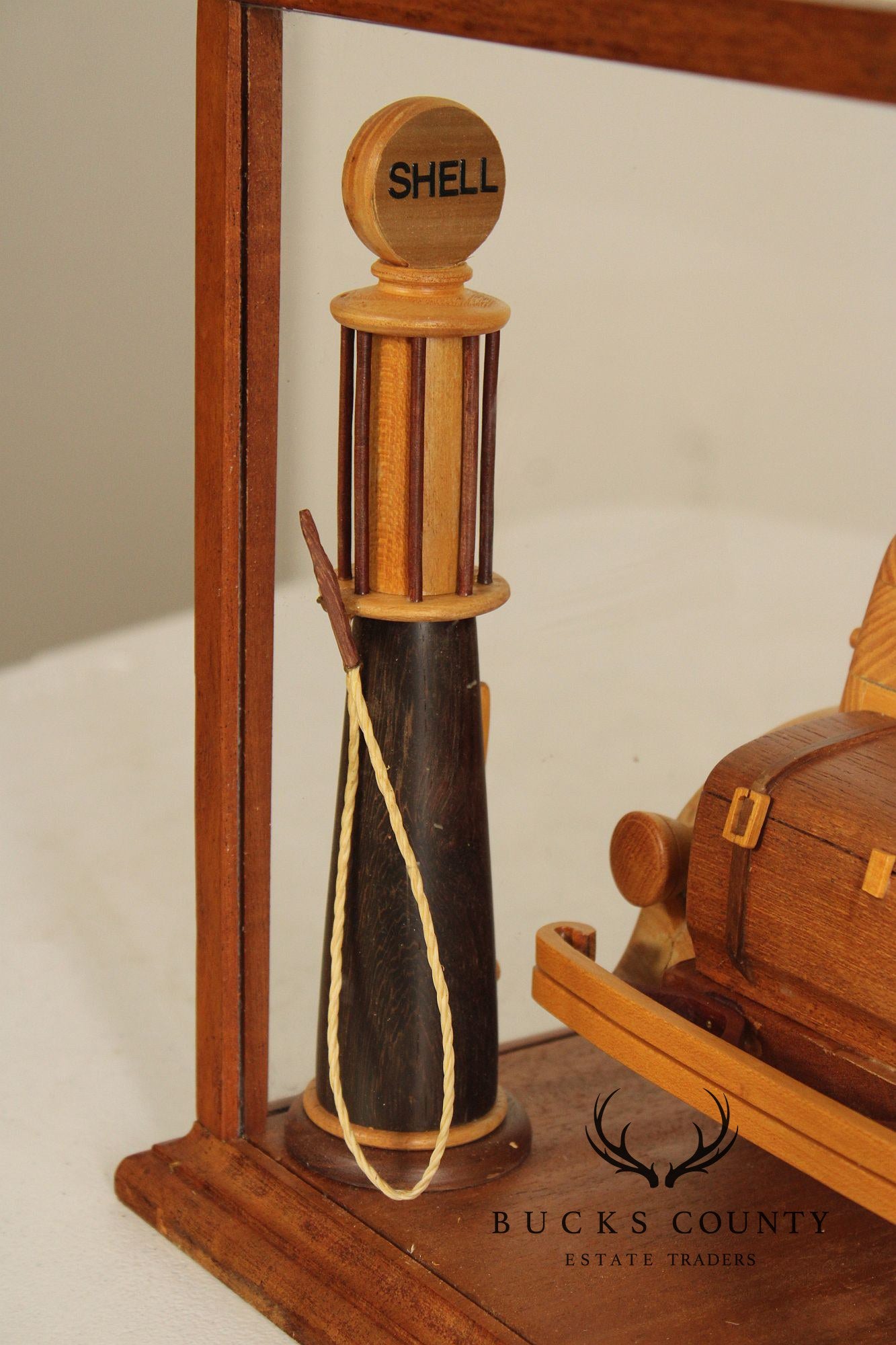 Carved Wood 1930 Duesenberg Model J in Display Case