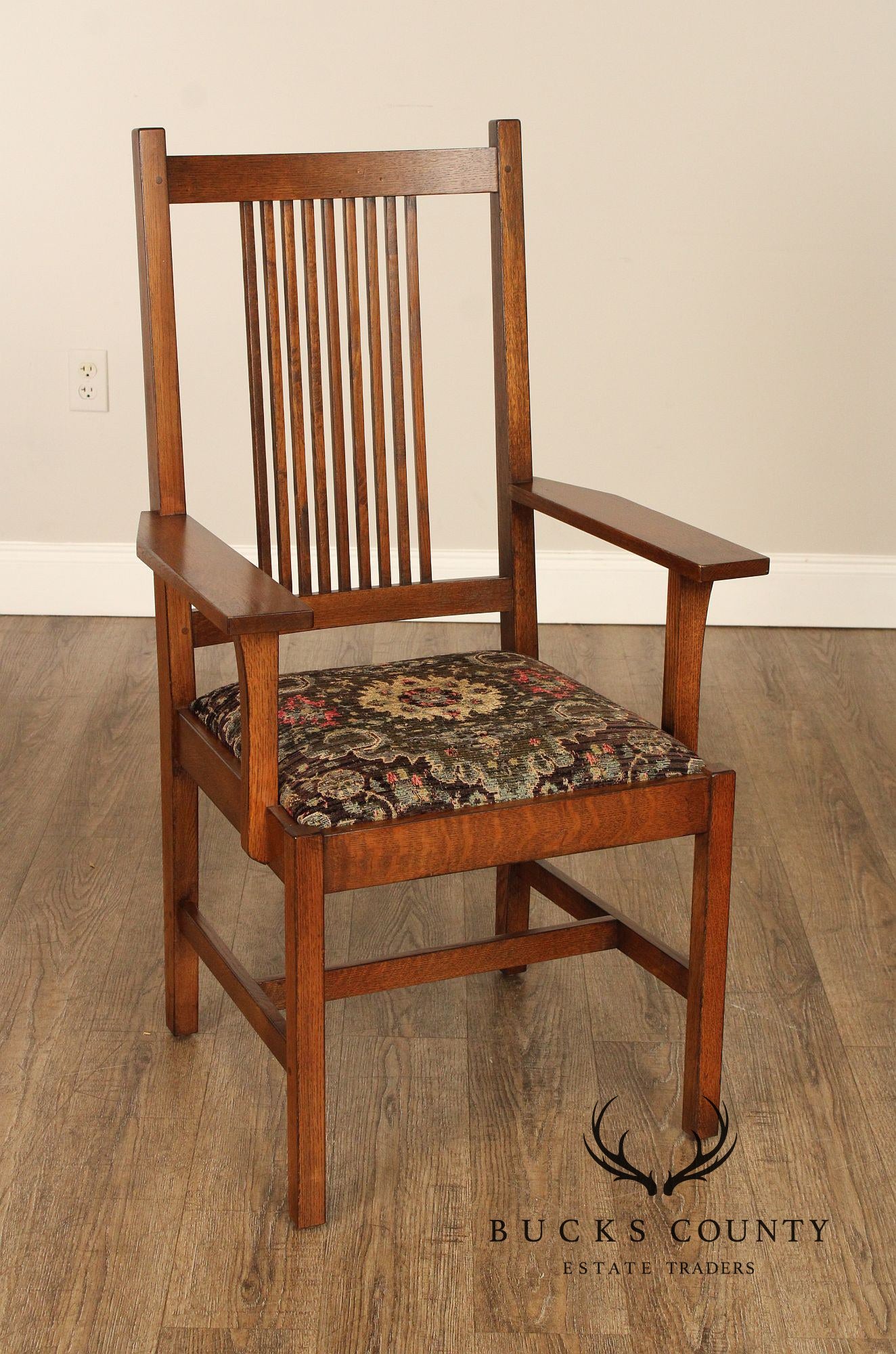 Stickley Mission Collection Pair of Oak Spindle Armchairs