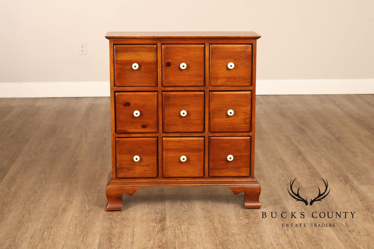 Vintage Pine Nine Drawer Apothecary Cabinet With Porcelain Knobs