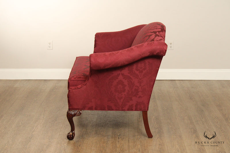 Sherrill Furniture Queen Anne Style Mahogany Camelback Loveseat
