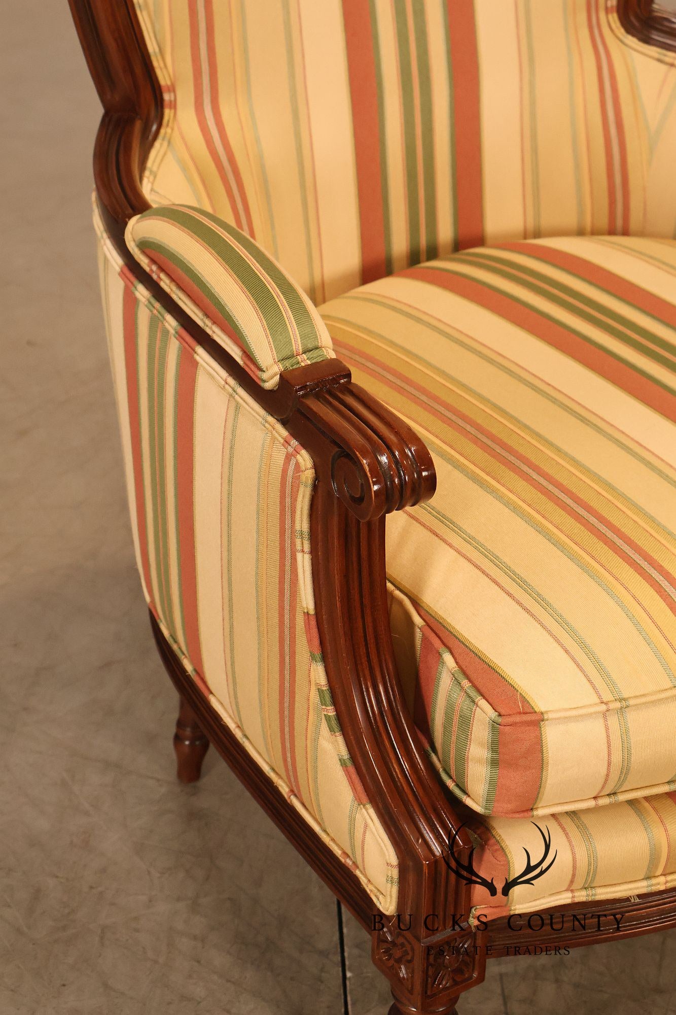 Sherrill Furniture French Louis XVI Style Pair of Bergere Armchairs