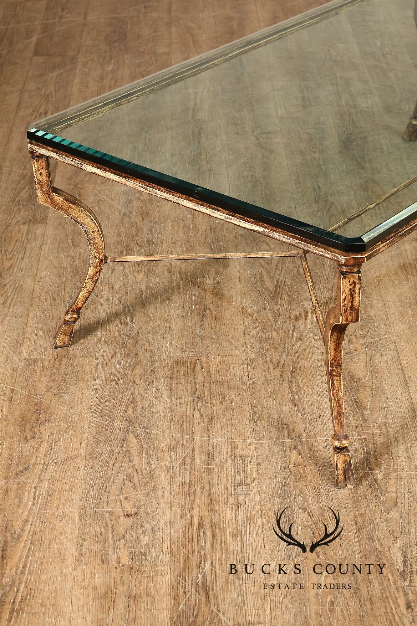 Minton Spindell 'Durant' Glass Top Iron Coffee Table