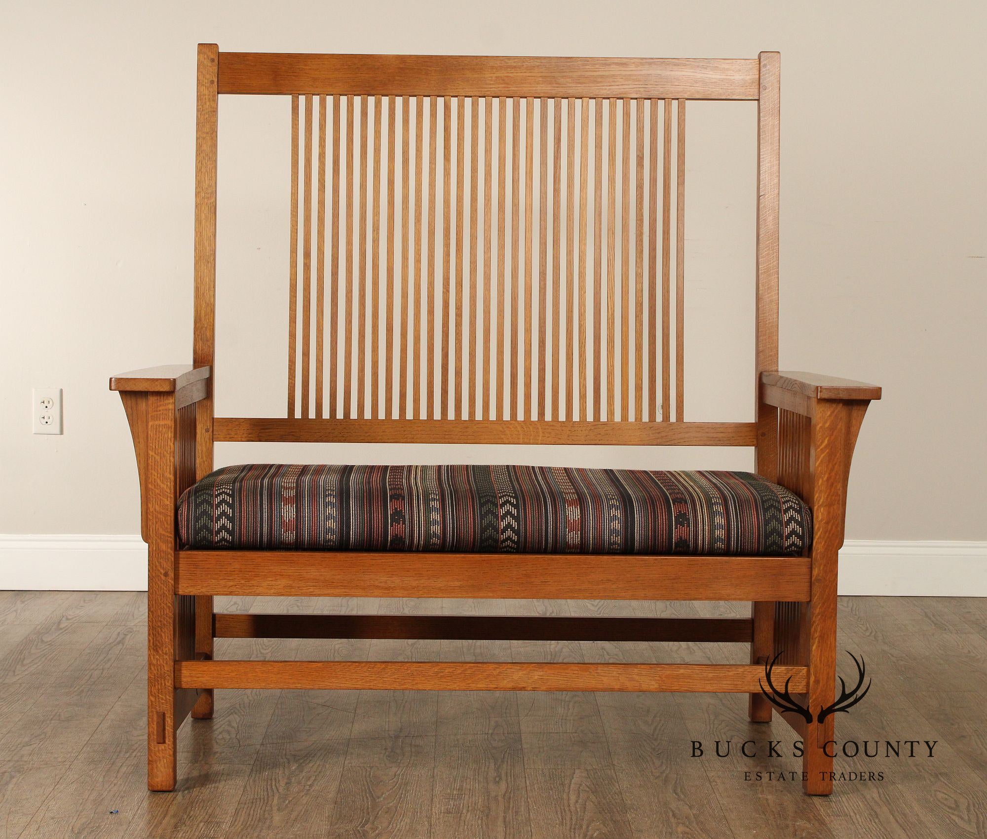 Stickley Mission Collection Oak Spindle Settee