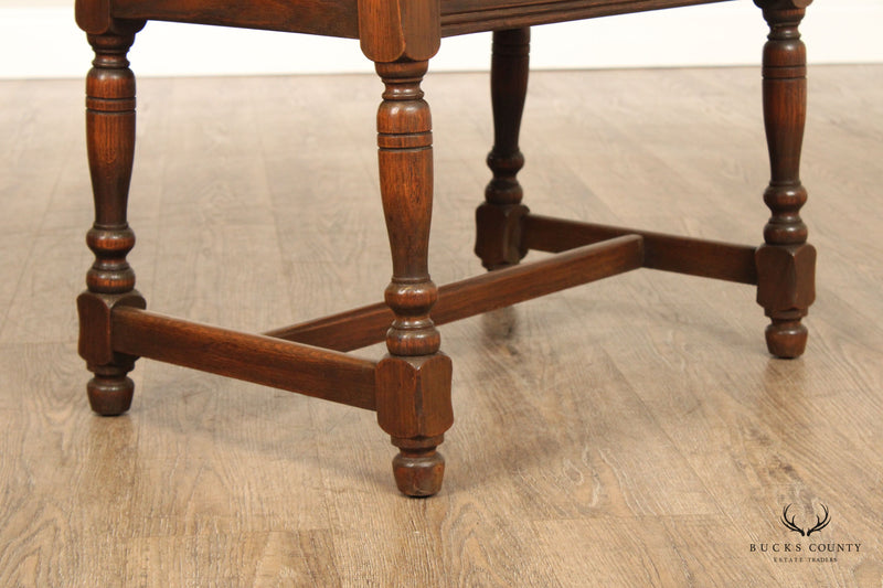 Jamestown Lounge Co. Feudal Oak English Traditional Style Pair of Carved End Tables