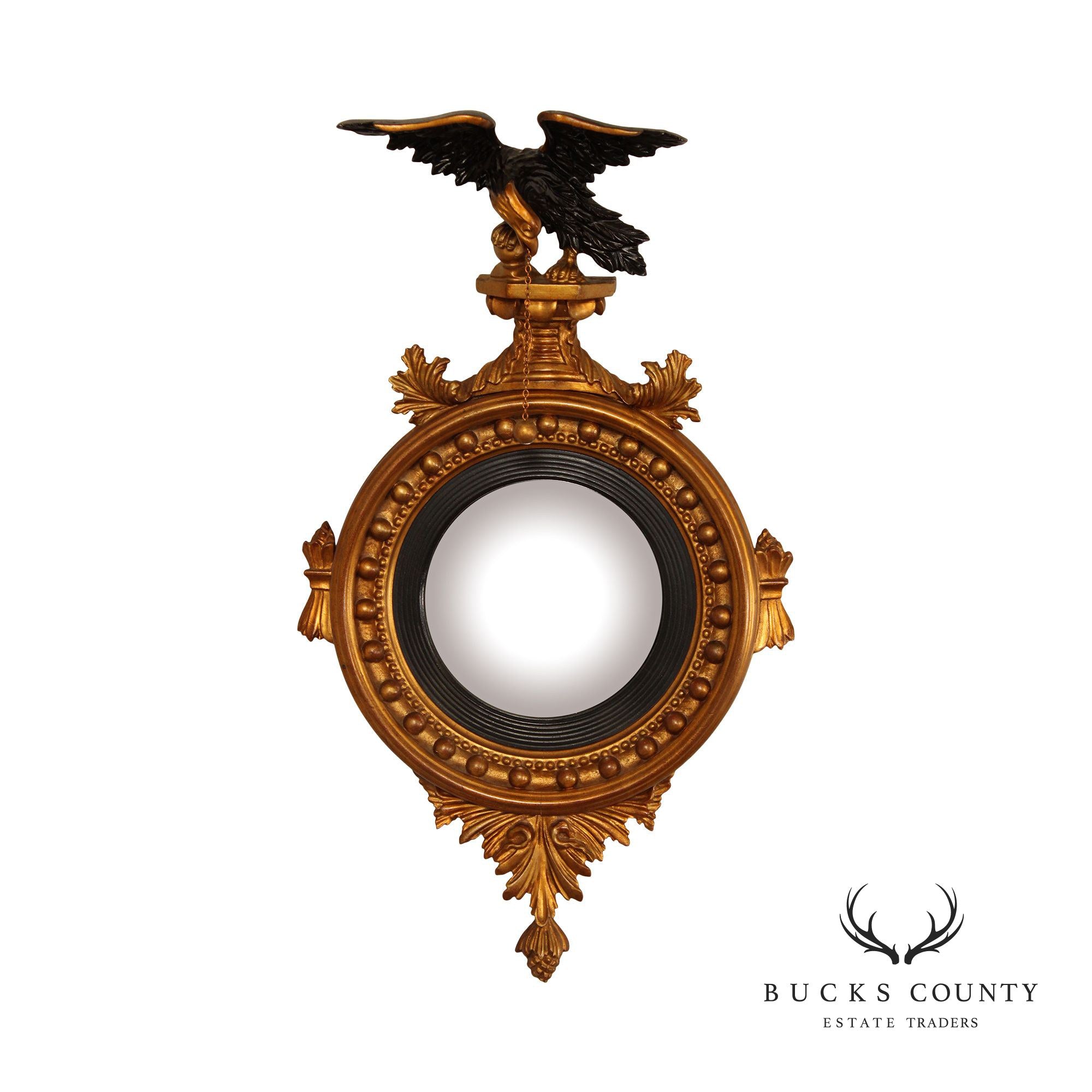 Federal Style Giltwood Eagle Carved Convex Wall Mirror