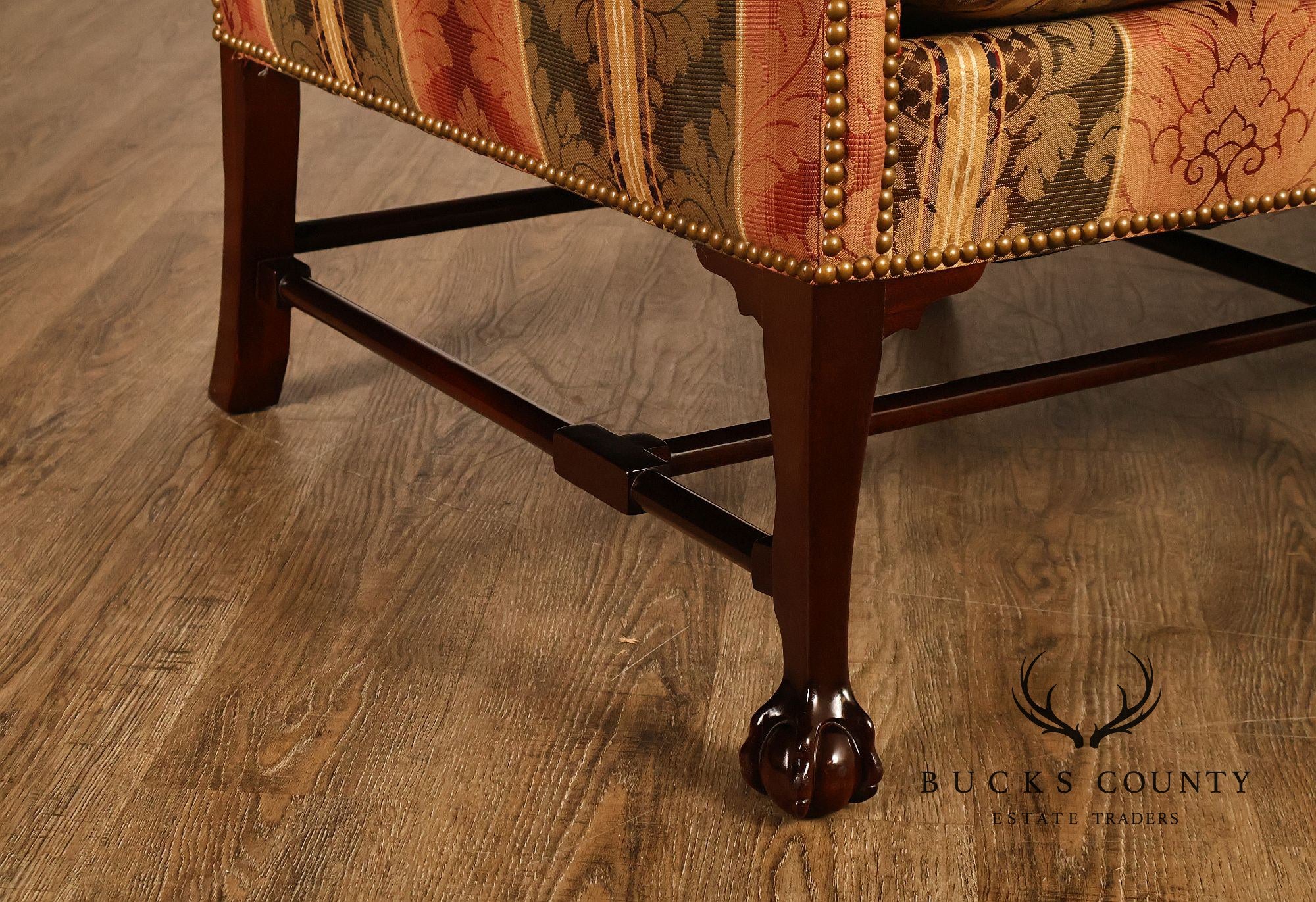 Kindel Winterthur Irish Georgian Chippendale Style Mahogany Camelback Sofa