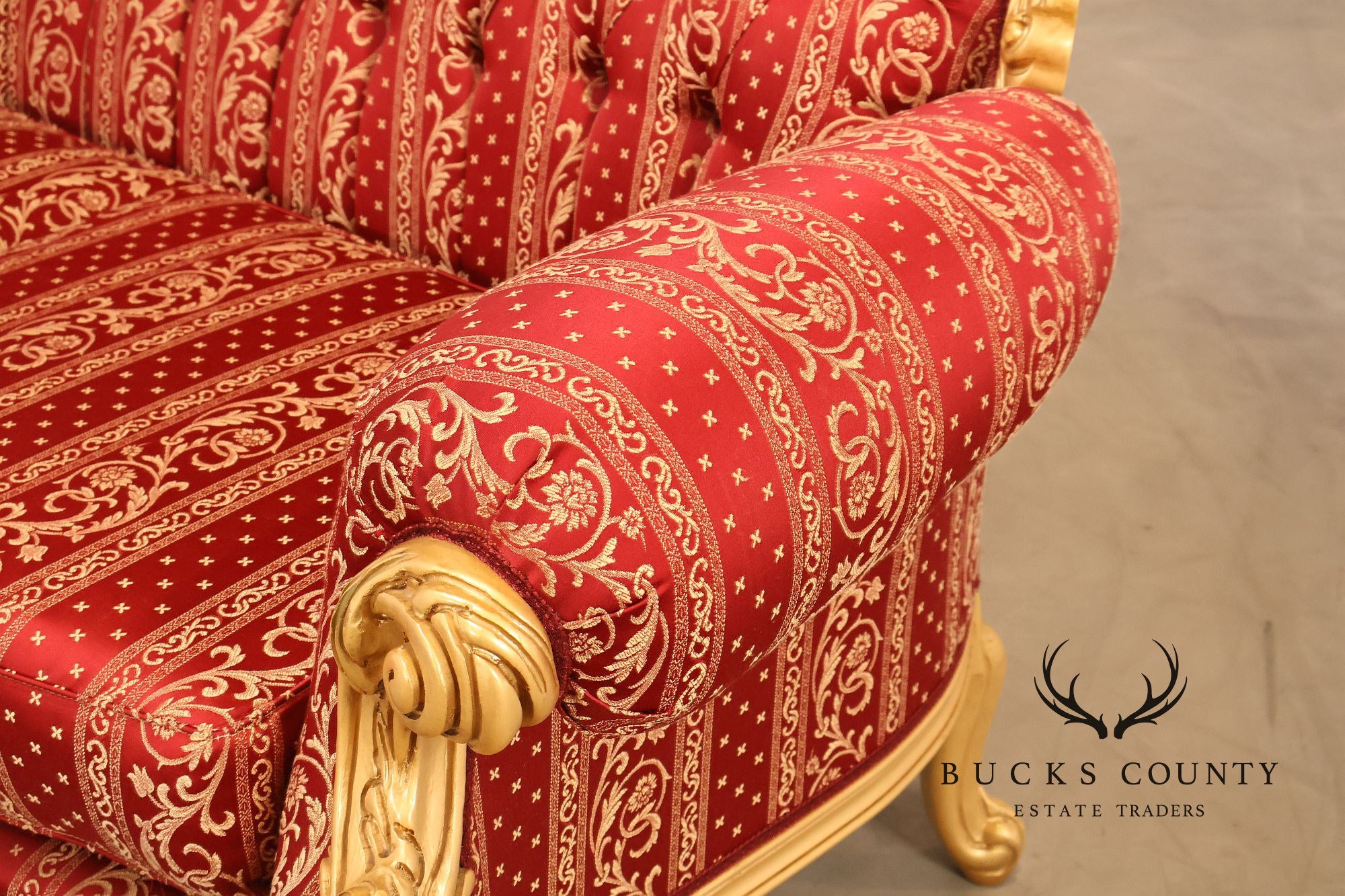 Baroque Style Giltwood Tufted Sofa