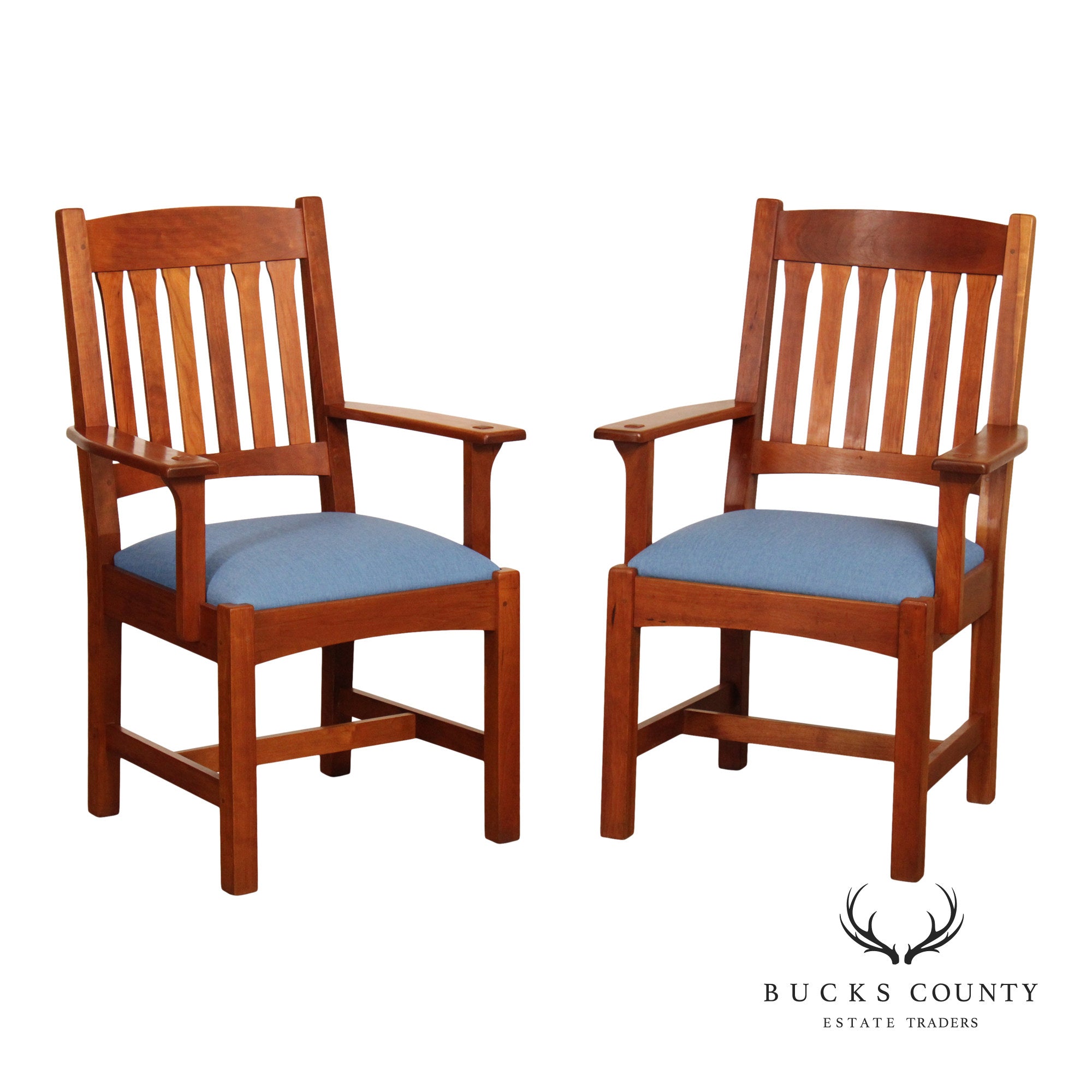 Stickley Mission Collection Pair of Cherry Cottage Dining Armchairs