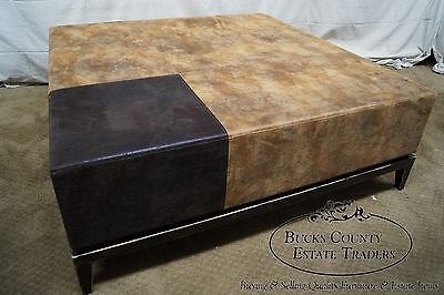 Large Leather Frame Square Ottoman