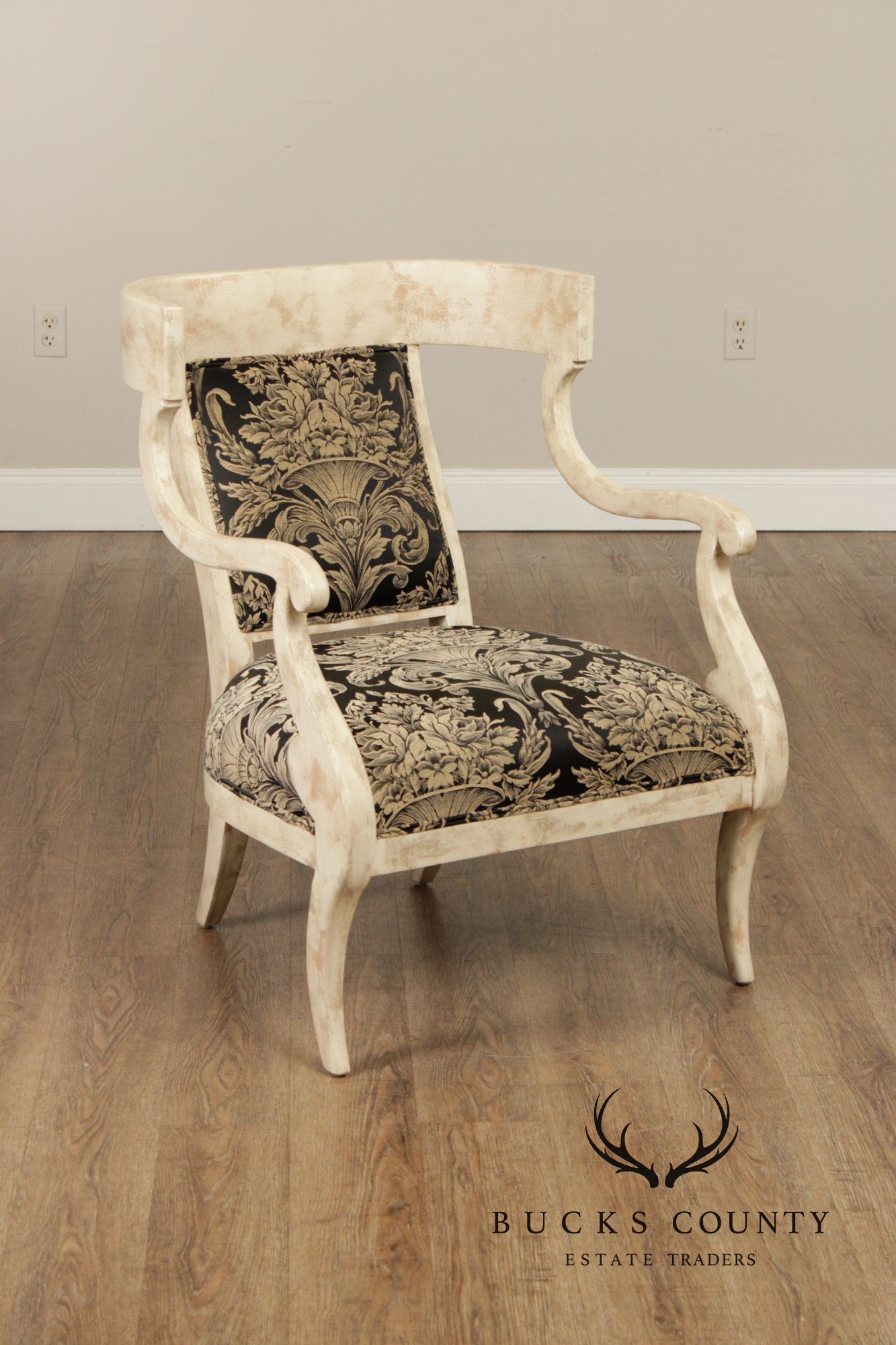 Regency Style Pair Of Painted Fauteuil Armchairs