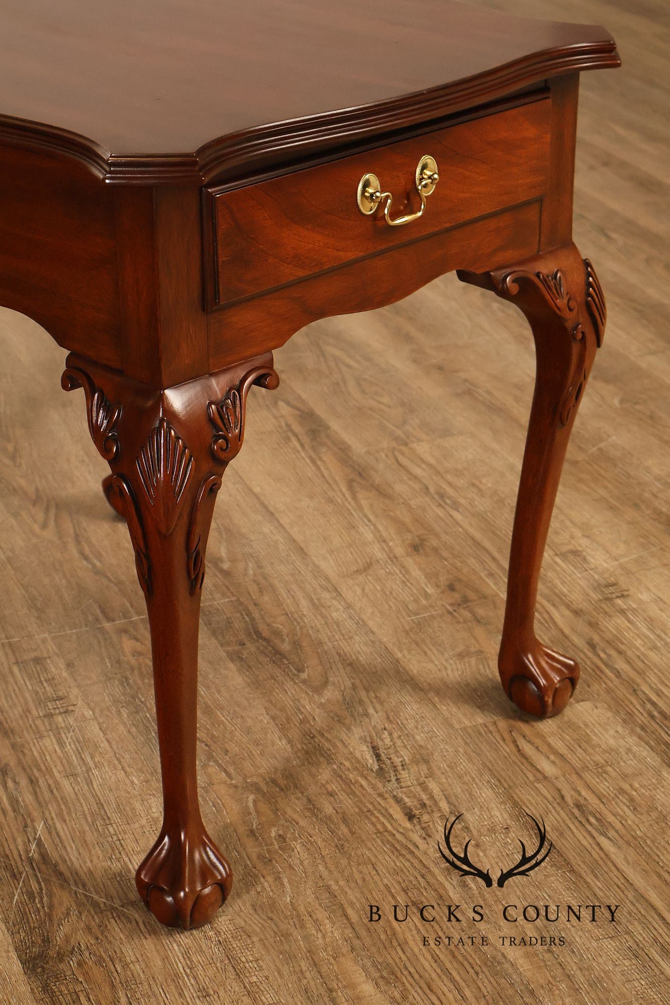 Henkel Harris Chippendale Style Mahogany One Drawer Lamp End Table