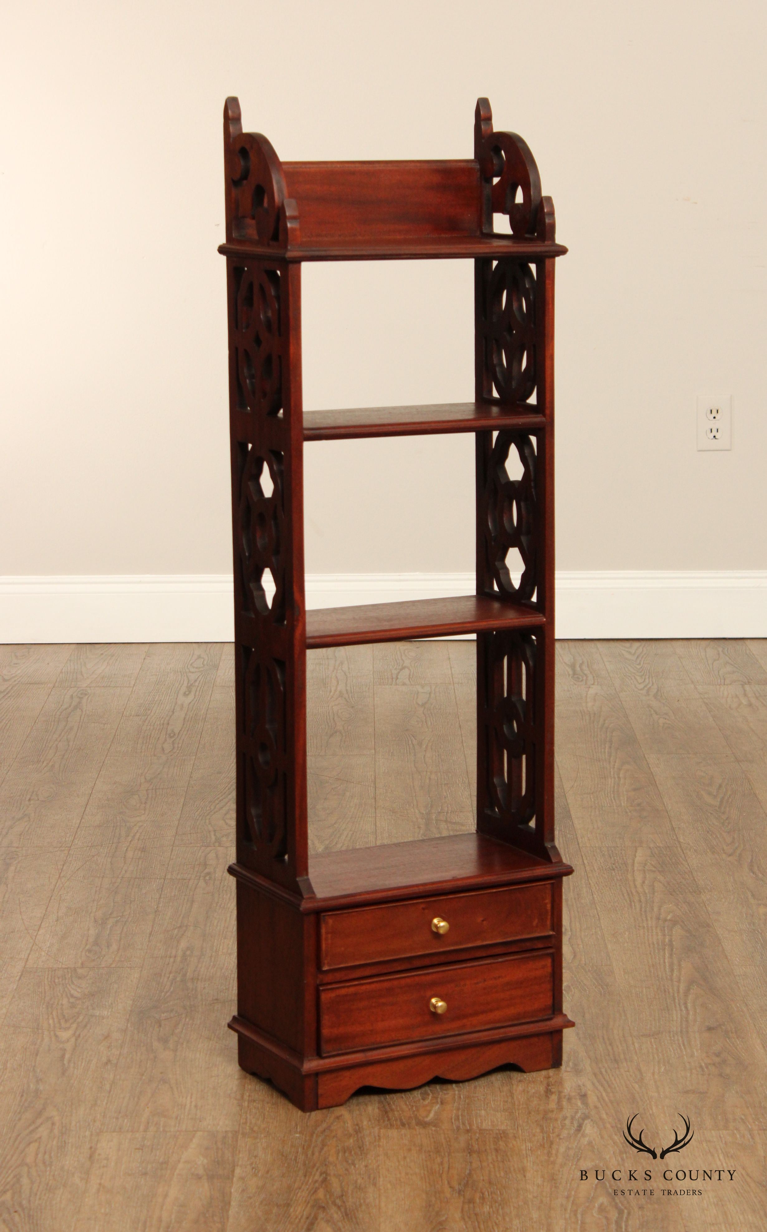 Regency Style Carved Mahogany Narrow Etagere