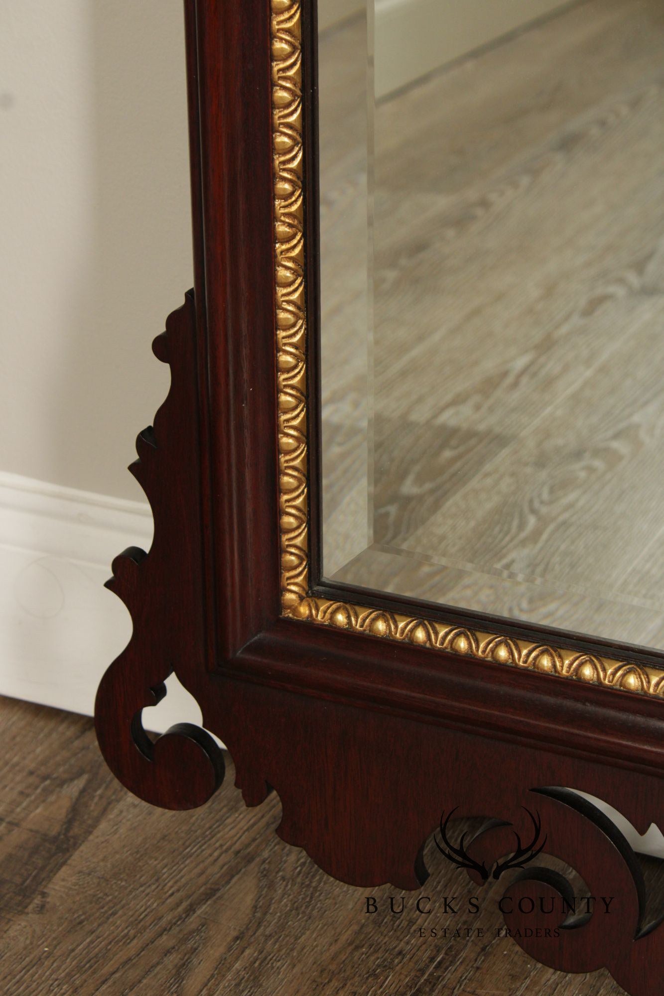 Henkel Harris Georgian Style Partial Gilt Mahogany Wall Mirror