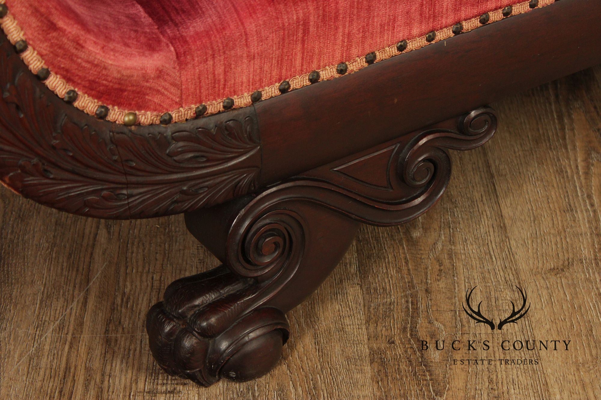 Antique Empire Carved Mahogany Swan Sofa